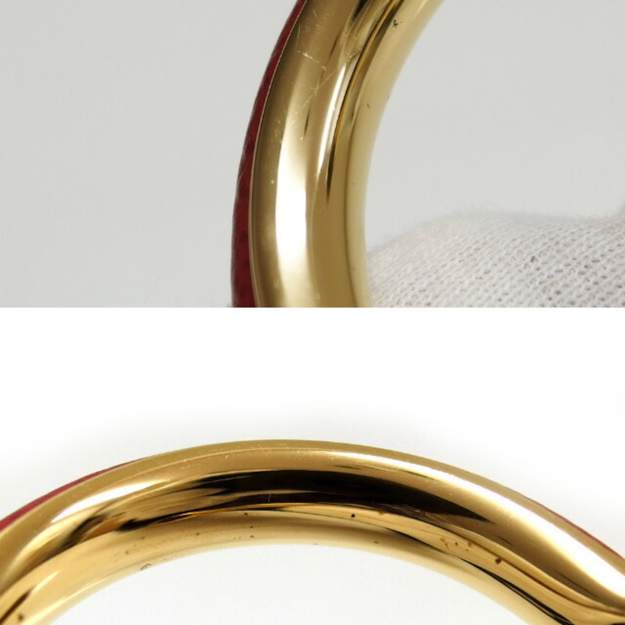 Hermes Hermes Oval Leather Combination Bangle, Gold x Red Size ONE SIZE - 9 Thumbnail