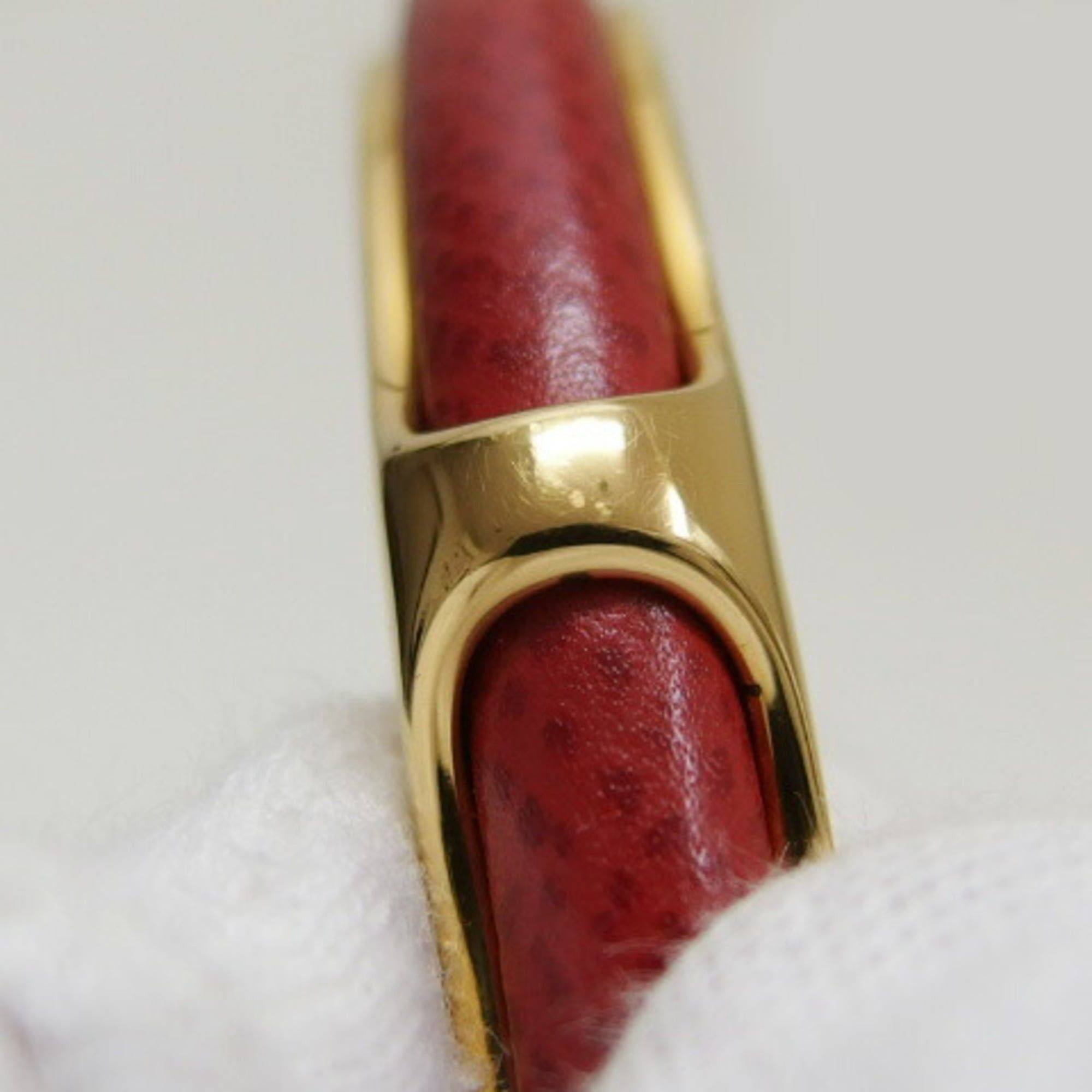 Hermes Hermes Oval Leather Combination Bangle, Gold x Red Size ONE SIZE - 6 Thumbnail