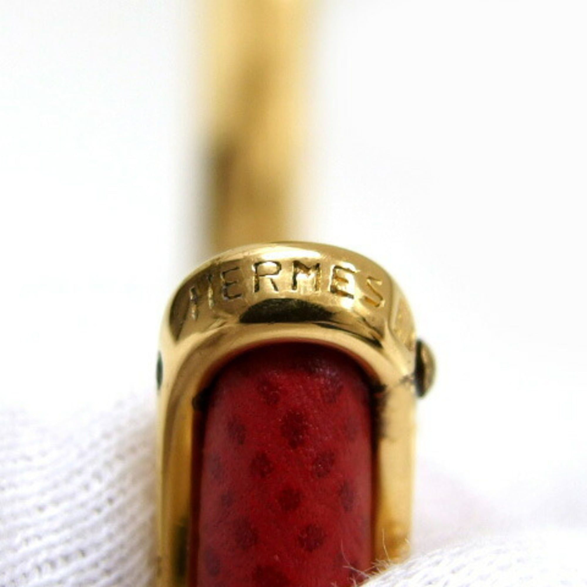 Hermes Hermes Oval Leather Combination Bangle, Gold x Red Size ONE SIZE - 5 Thumbnail