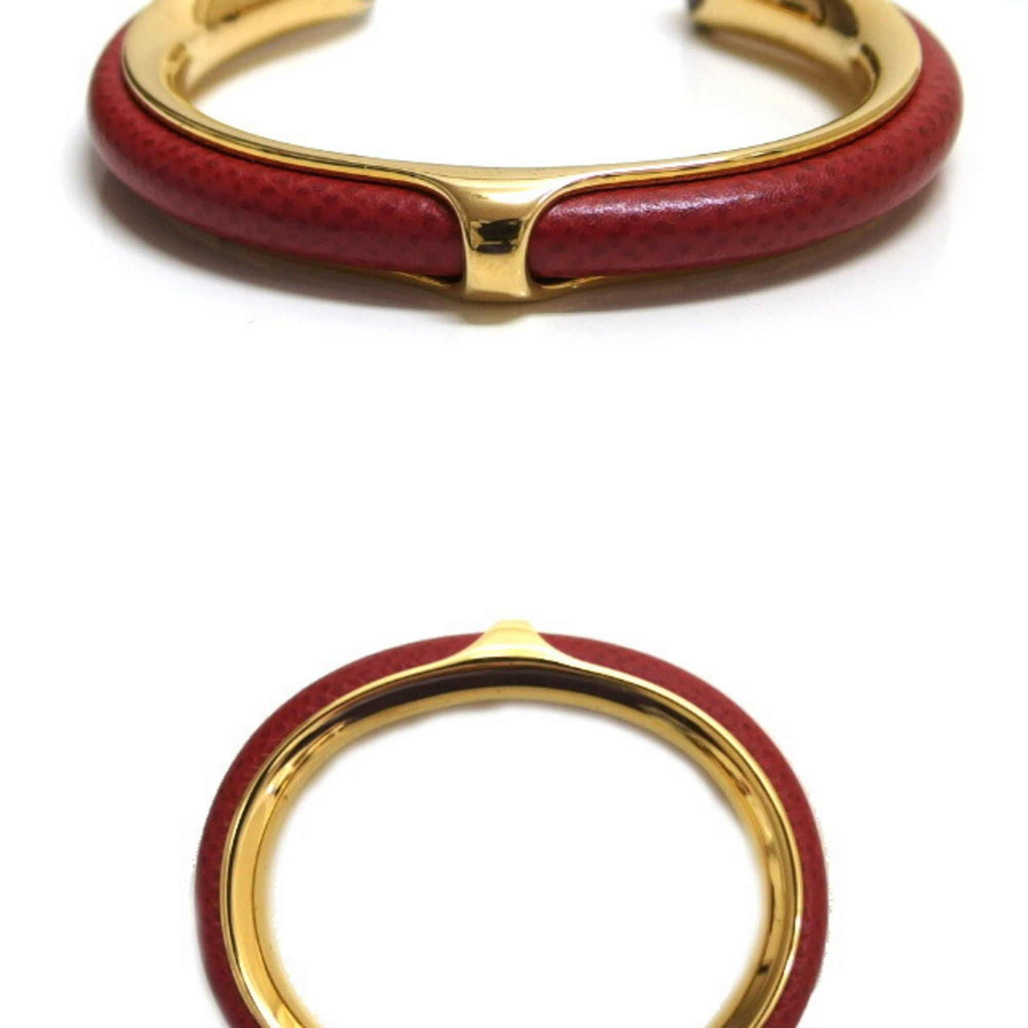 Hermes Hermes Oval Leather Combination Bangle, Gold x Red Size ONE SIZE - 4 Thumbnail