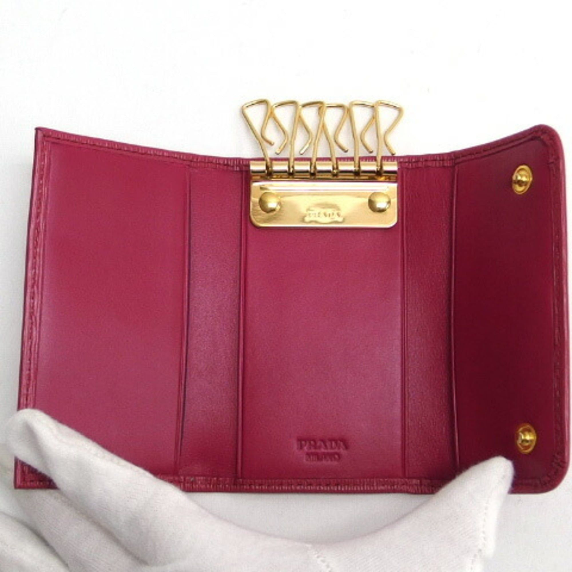 Prada Prada Vitello Move Metal Tri-fold 6-Key Case, Pink Size ONE SIZE - 5 Thumbnail