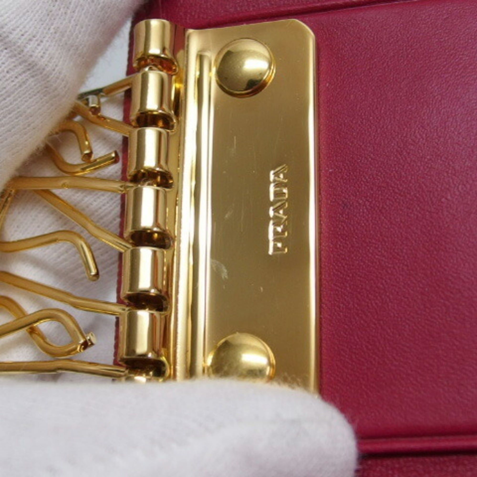 Prada Prada Vitello Move Metal Tri-fold 6-Key Case, Pink Size ONE SIZE - 9 Thumbnail