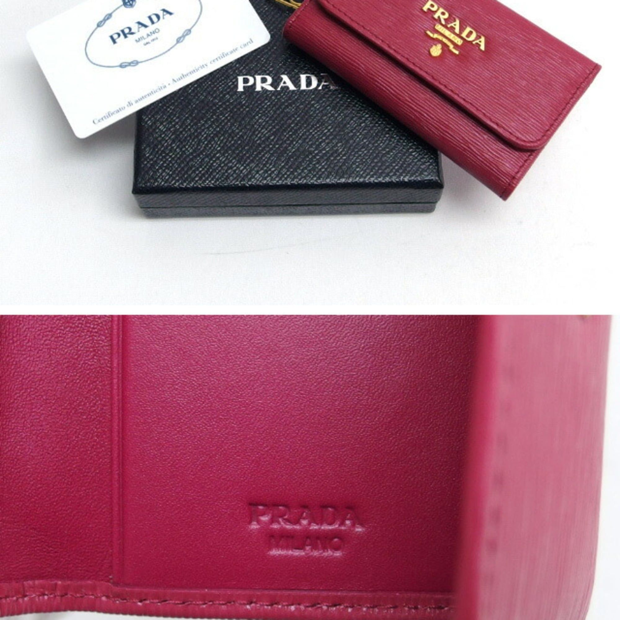 Prada Prada Vitello Move Metal Tri-fold 6-Key Case, Pink Size ONE SIZE - 3 Thumbnail