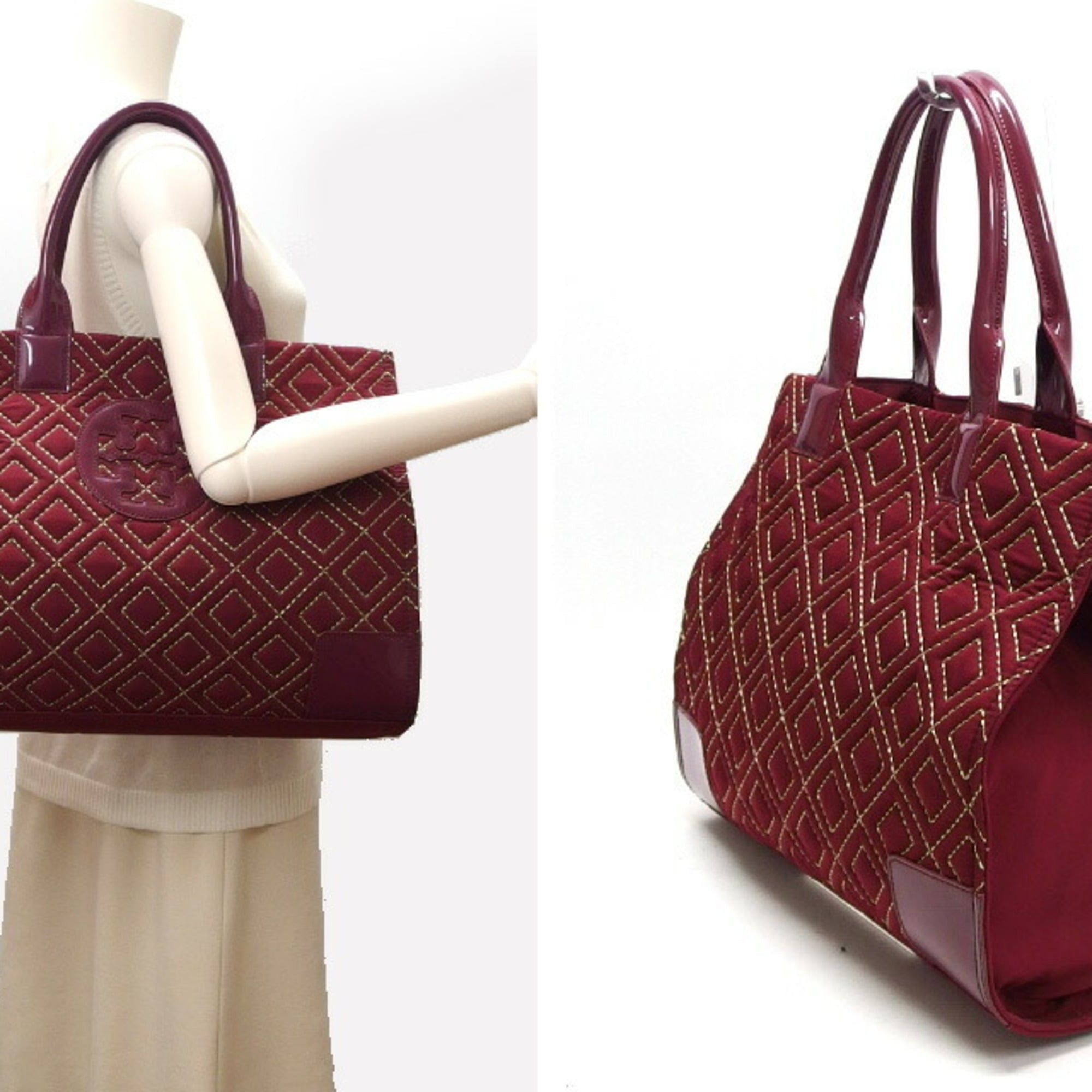 Tory Burch Tory Burch Ella quilted tote bag, Bordeaux (deep red) Size ONE SIZE - 3 Thumbnail
