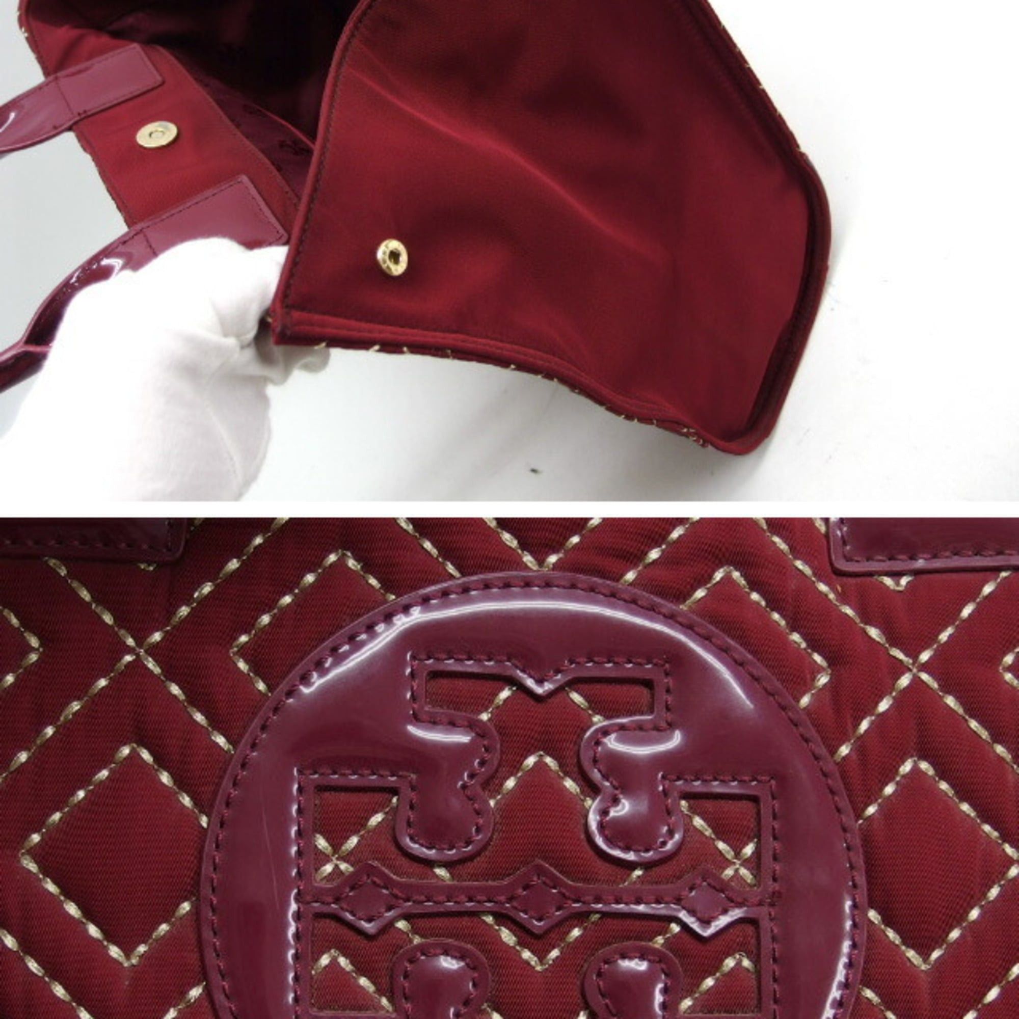 Tory Burch Tory Burch Ella quilted tote bag, Bordeaux (deep red) Size ONE SIZE - 5 Thumbnail