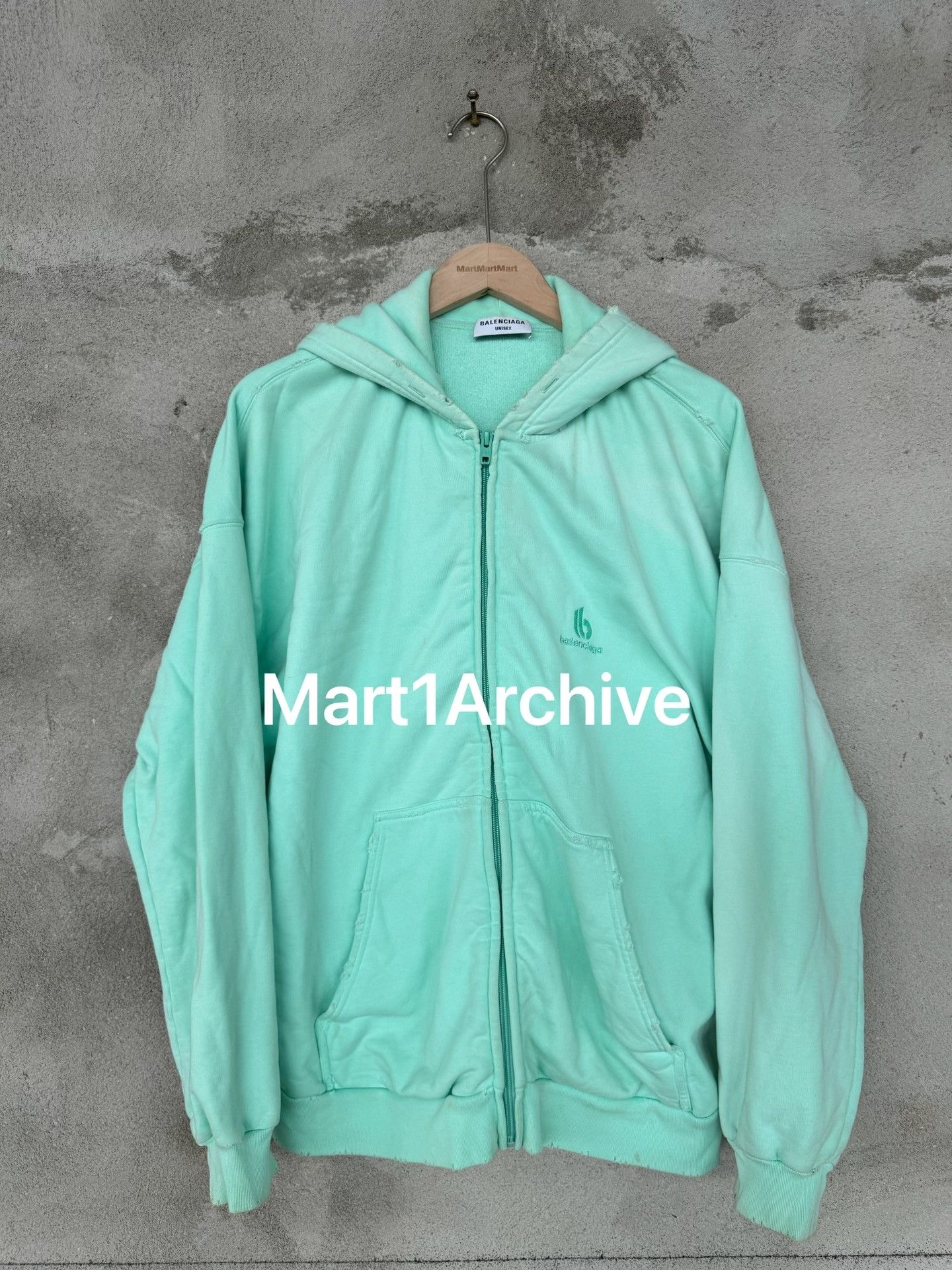 Balenciaga Balenciaga Mint Embroidered Zip Hoodie Size 2 Size US M / EU 48-50 / 2 - 2 Thumbnail