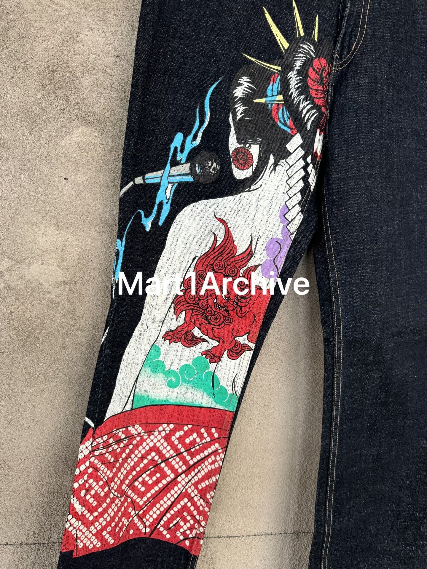 PPFM PPFM Geisha Print Denim Jeans Size 32 Size US 32 / EU 48 - 4 Thumbnail