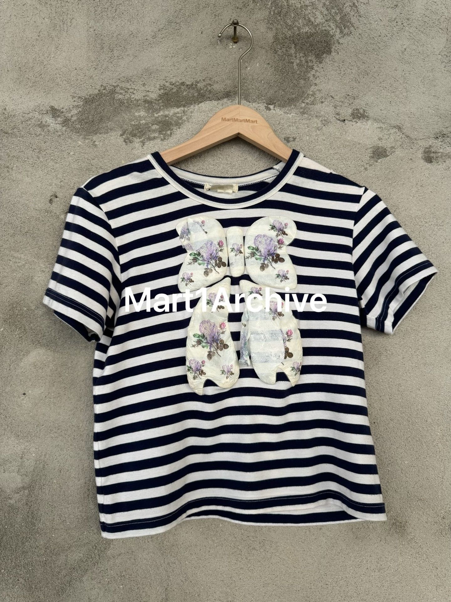 Comme des Garcons Comme des Garcons Floral Bow Striped T-Shirt Size L Size L / US 10 / IT 46 - 2 Thumbnail