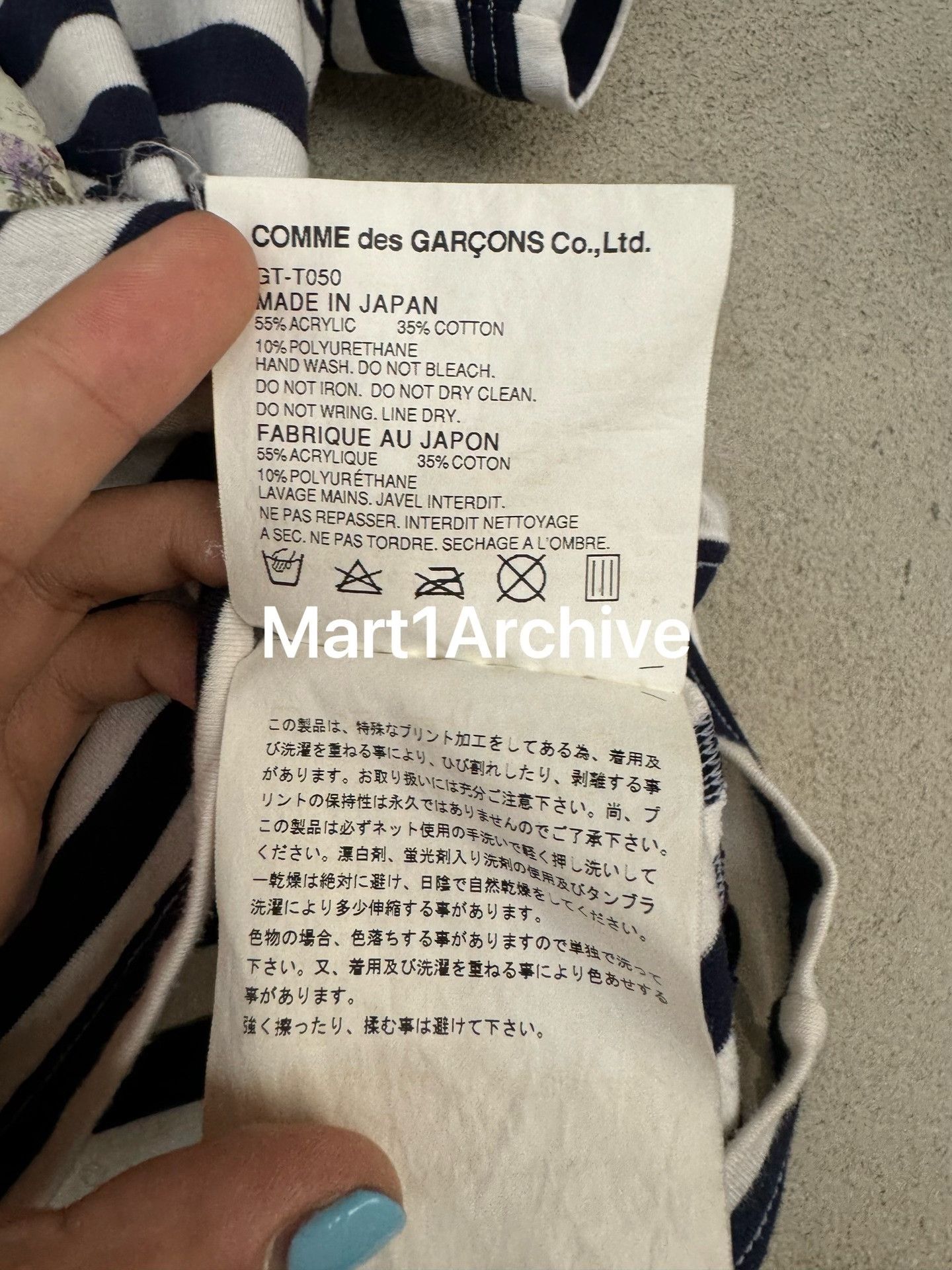 Comme des Garcons Comme des Garcons Floral Bow Striped T-Shirt Size L Size L / US 10 / IT 46 - 6 Thumbnail