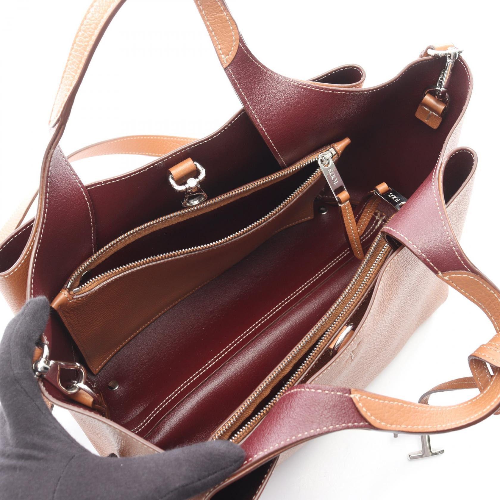 Tod's Tod's TOD'S T Timeless Leather 2way Bag Leather Handbag DUTY FREE for USA Size ONE SIZE - 3 Thumbnail