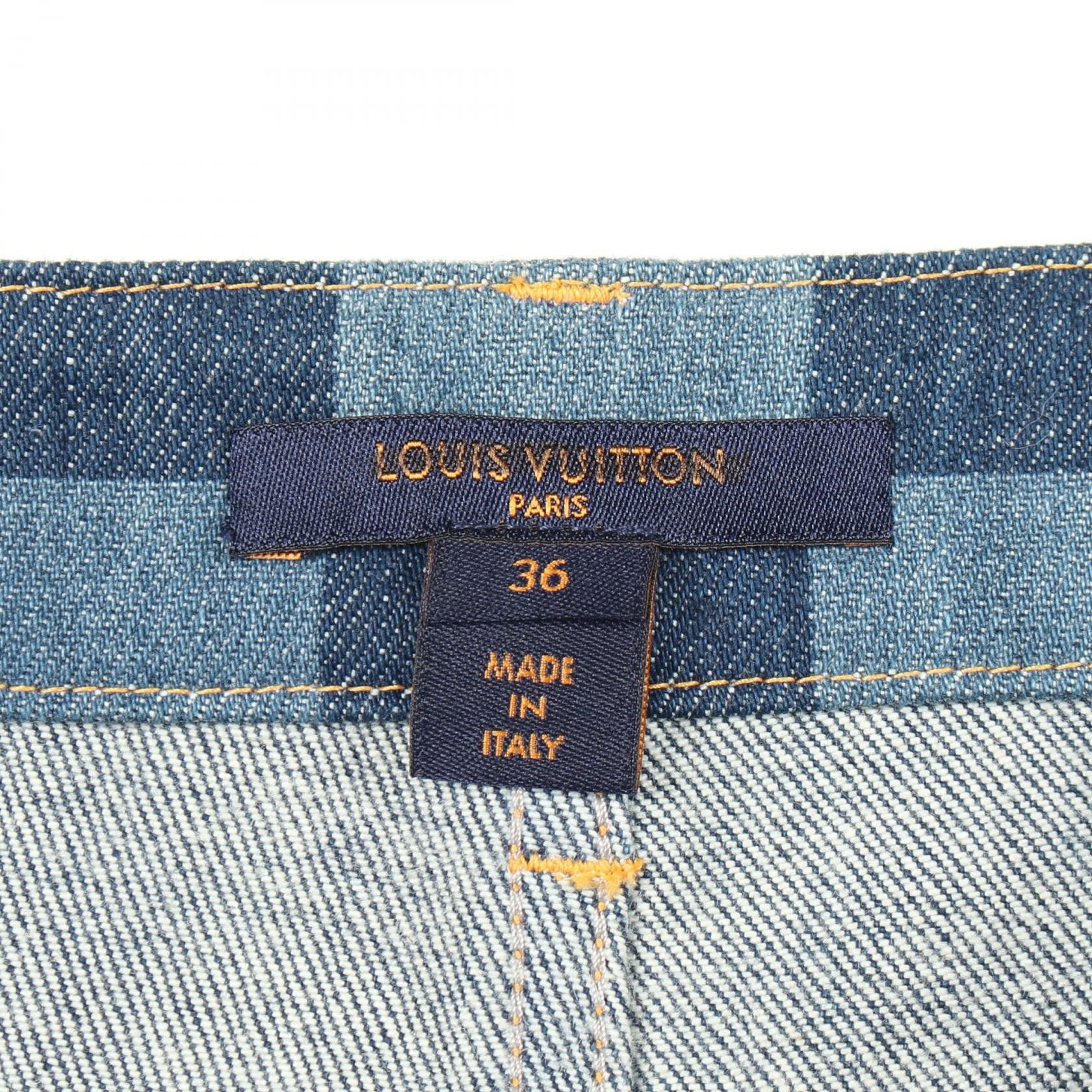 Louis Vuitton Louis Vuitton Louis Vuitton Damier Cotton Denim Pants Textile Bottoms FHPA080UY DUTY FREE for USA Size ONE SIZE - 3 Thumbnail