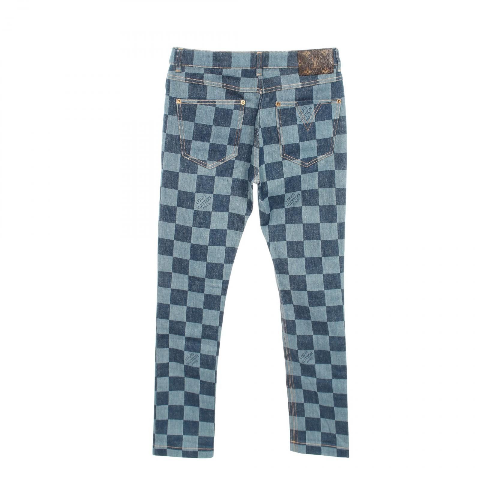 Louis Vuitton Louis Vuitton Louis Vuitton Damier Cotton Denim Pants Textile Bottoms FHPA080UY DUTY FREE for USA Size ONE SIZE - 2 Thumbnail