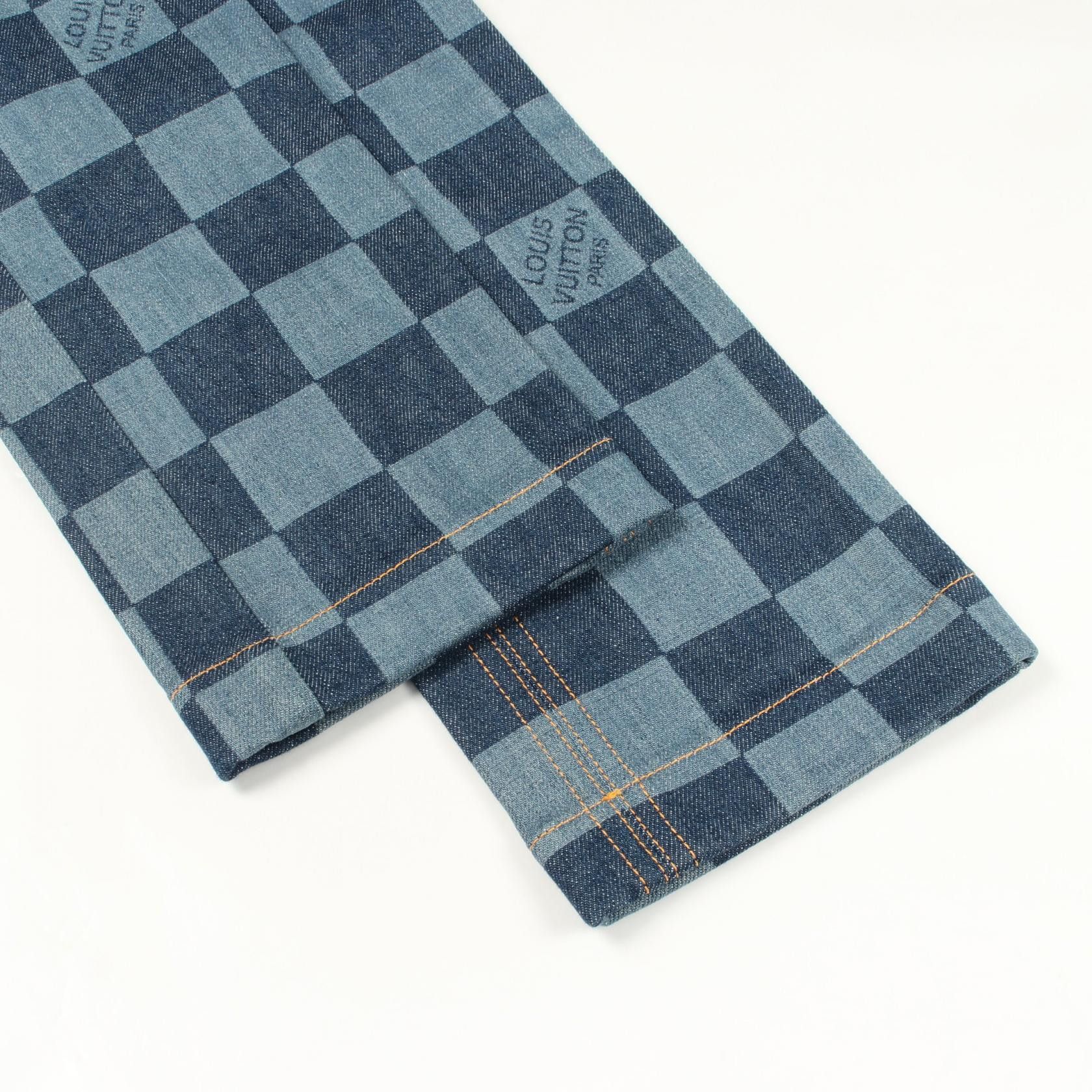 Louis Vuitton Louis Vuitton Louis Vuitton Damier Cotton Denim Pants Textile Bottoms FHPA080UY DUTY FREE for USA Size ONE SIZE - 6 Thumbnail