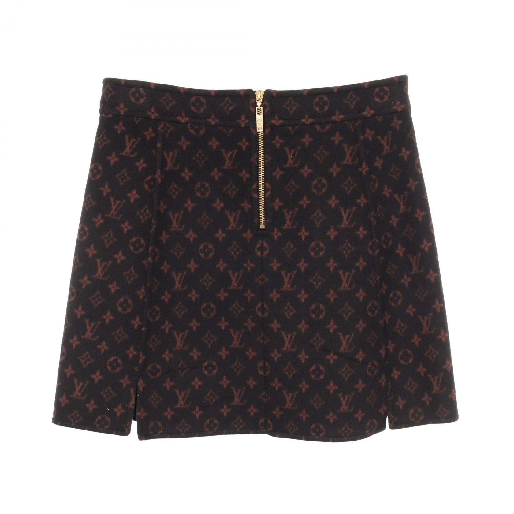 Louis Vuitton Louis Vuitton Louis Vuitton Monogram Wool Silk Skirt Textile Skirts DUTY FREE for USA Size ONE SIZE - 2 Thumbnail