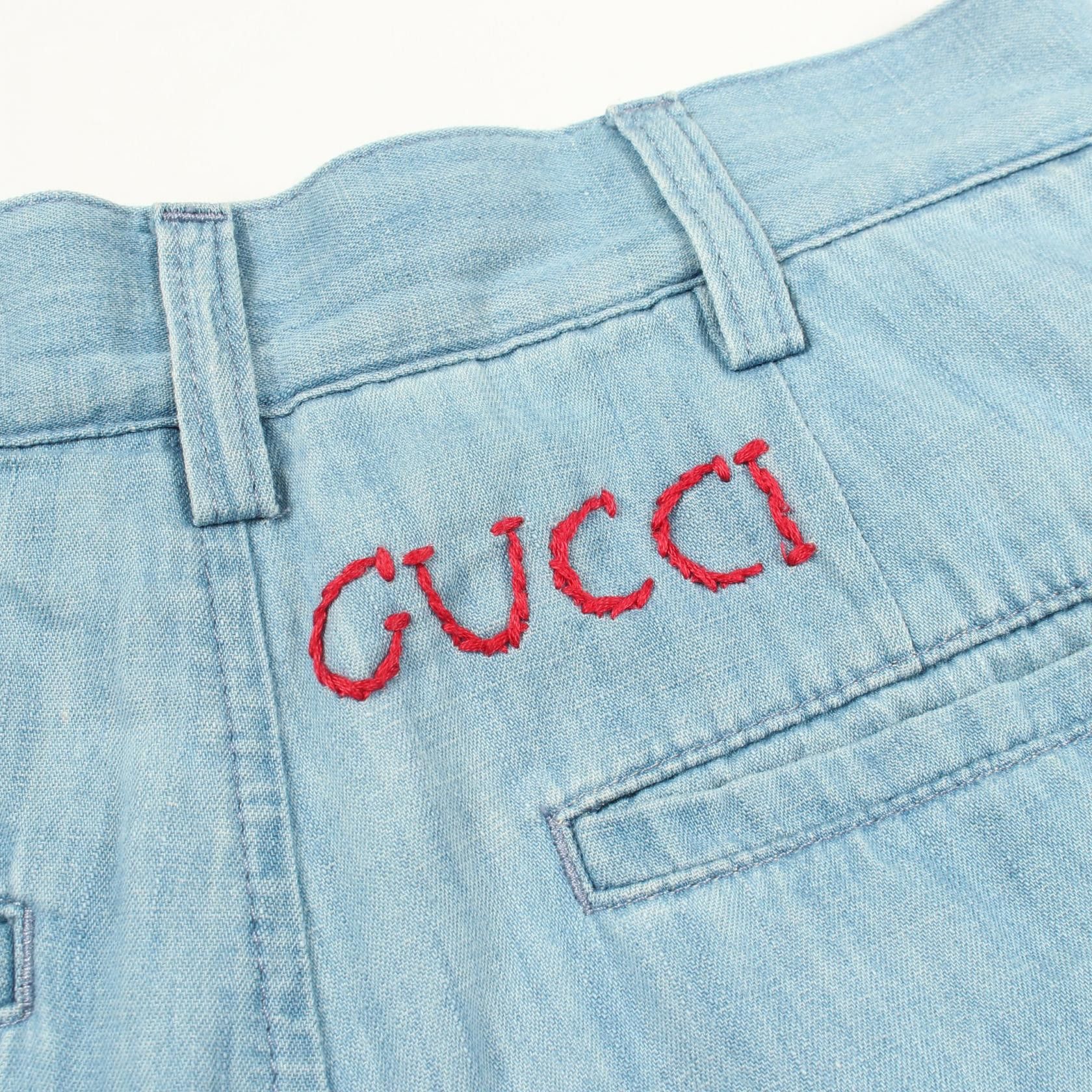 Gucci Gucci Gucci Embroidered Denim Pants Textile Bottoms DUTY FREE for USA Size ONE SIZE - 10 Thumbnail