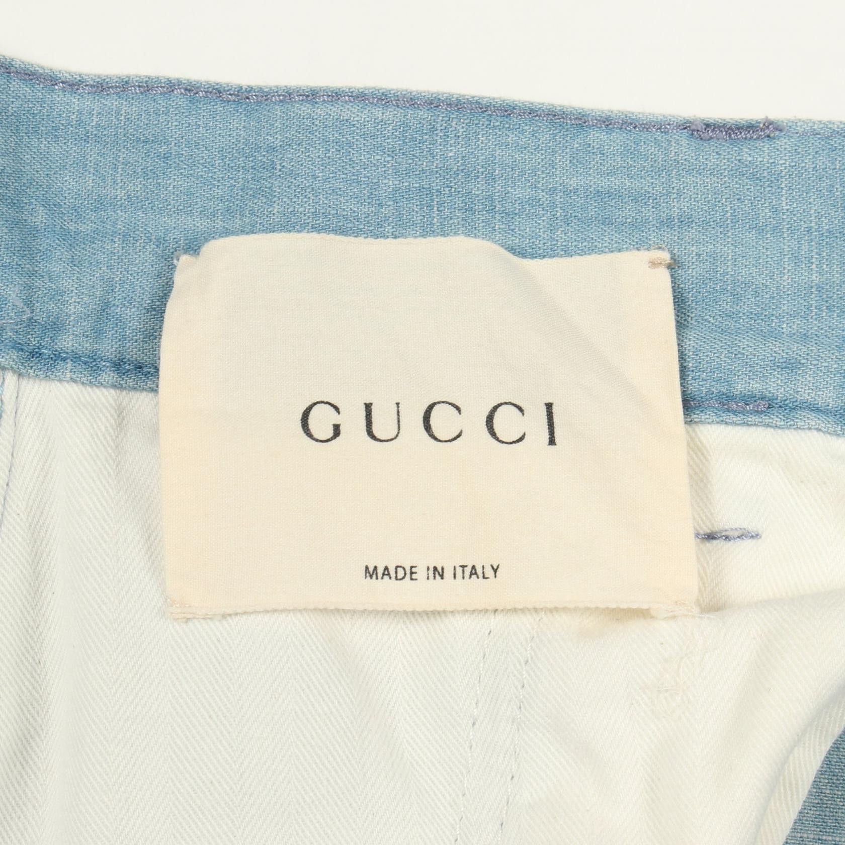 Gucci Gucci Gucci Embroidered Denim Pants Textile Bottoms DUTY FREE for USA Size ONE SIZE - 3 Thumbnail