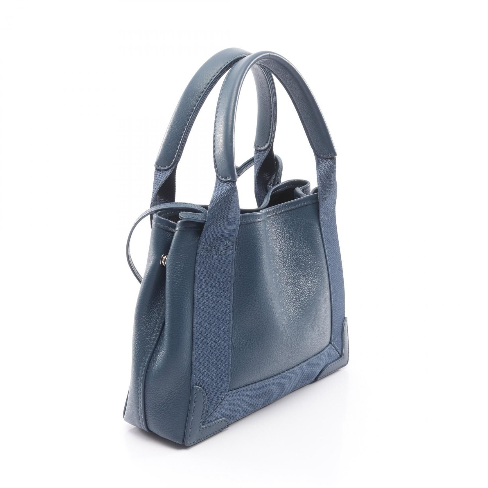 Balenciaga Balenciaga Balenciaga Navy Cabas leather canvas 2way handbag Leather Handbag 390346 DUTY FREE for USA Size ONE SIZE - 2 Thumbnail