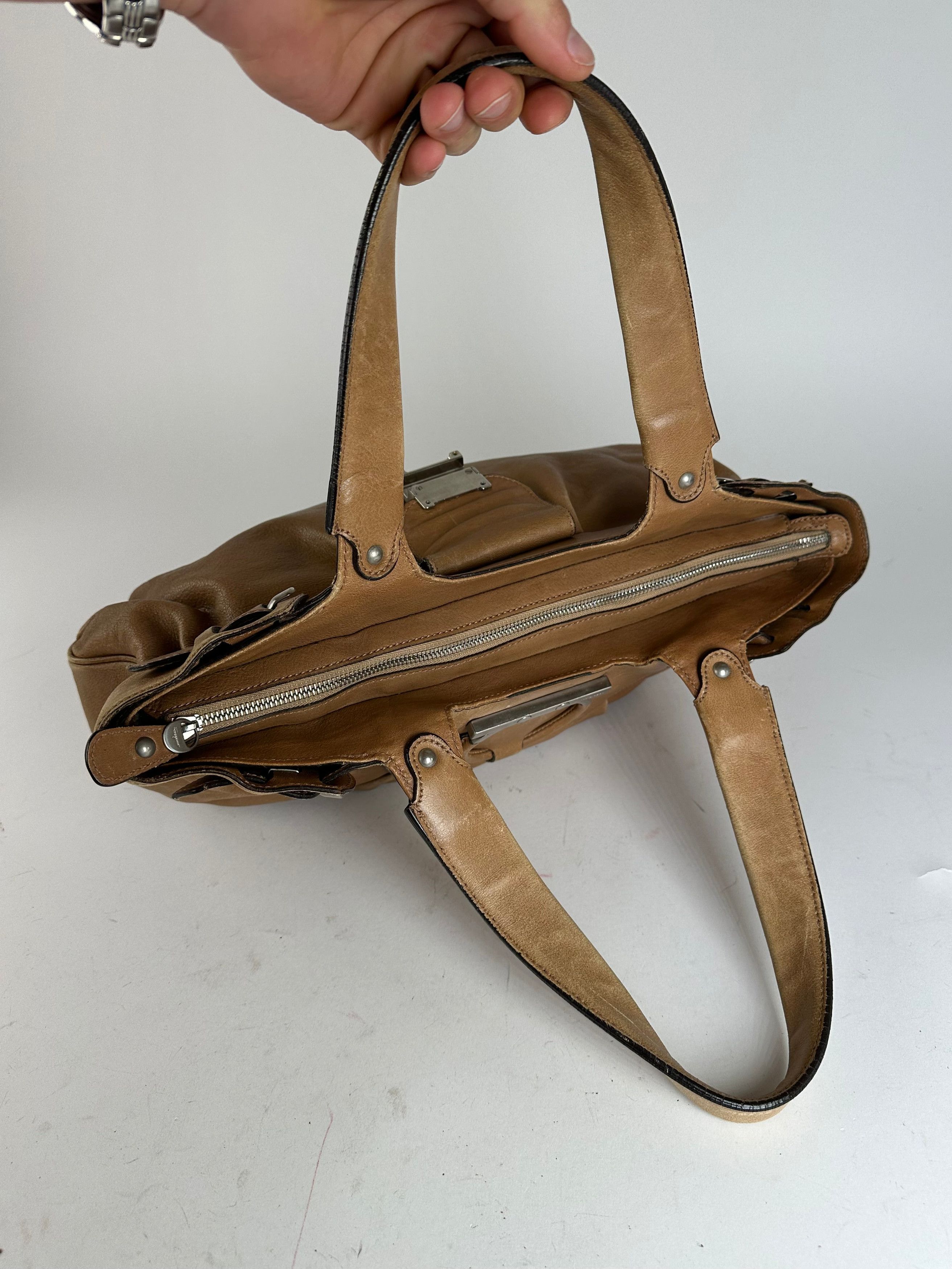 Salvatore Ferragamo Vintage Gancini Shoulder Bag Canvas Tan Size ONE SIZE - 8 Thumbnail