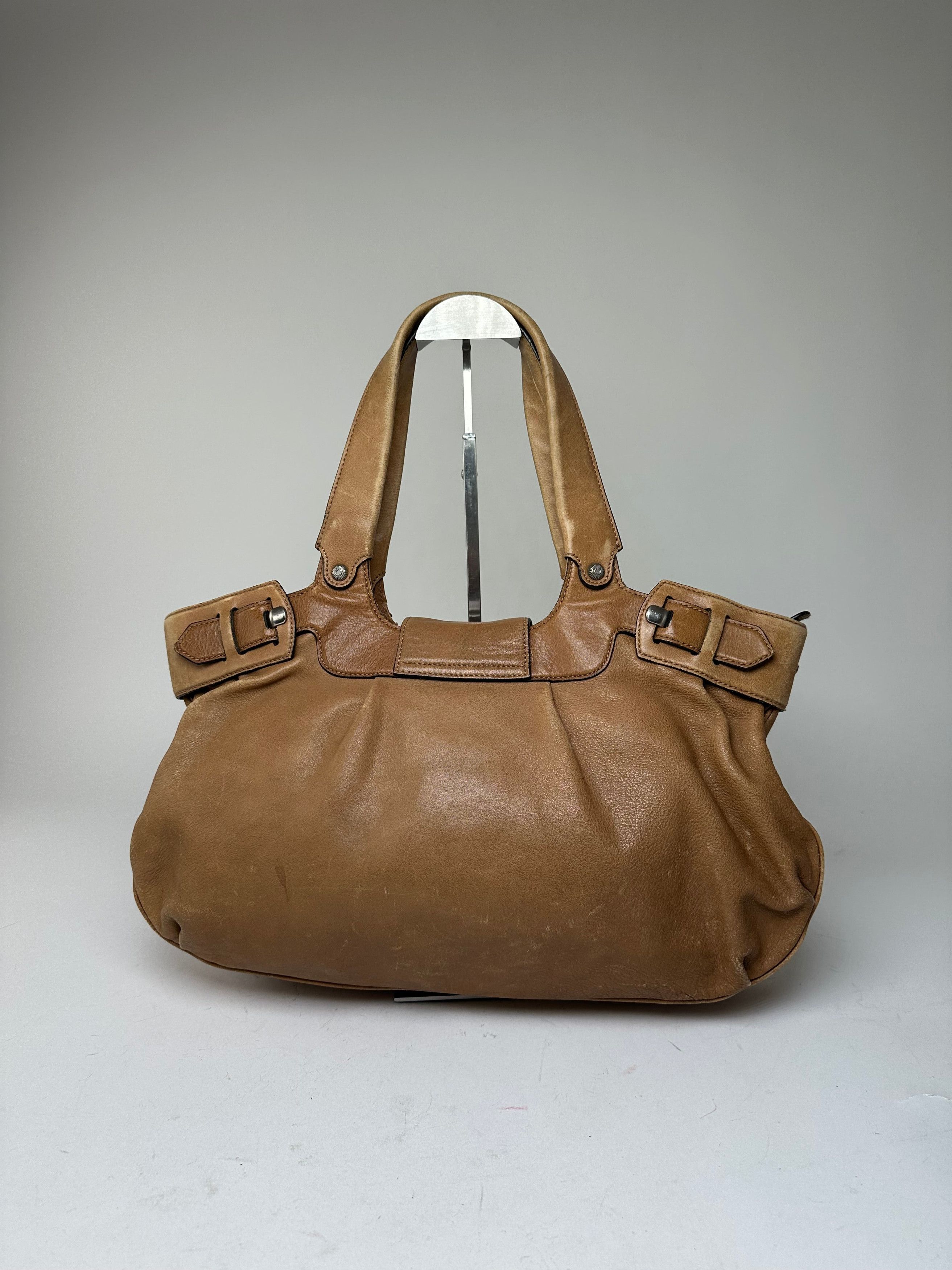 Salvatore Ferragamo Vintage Gancini Shoulder Bag Canvas Tan Size ONE SIZE - 15 Thumbnail
