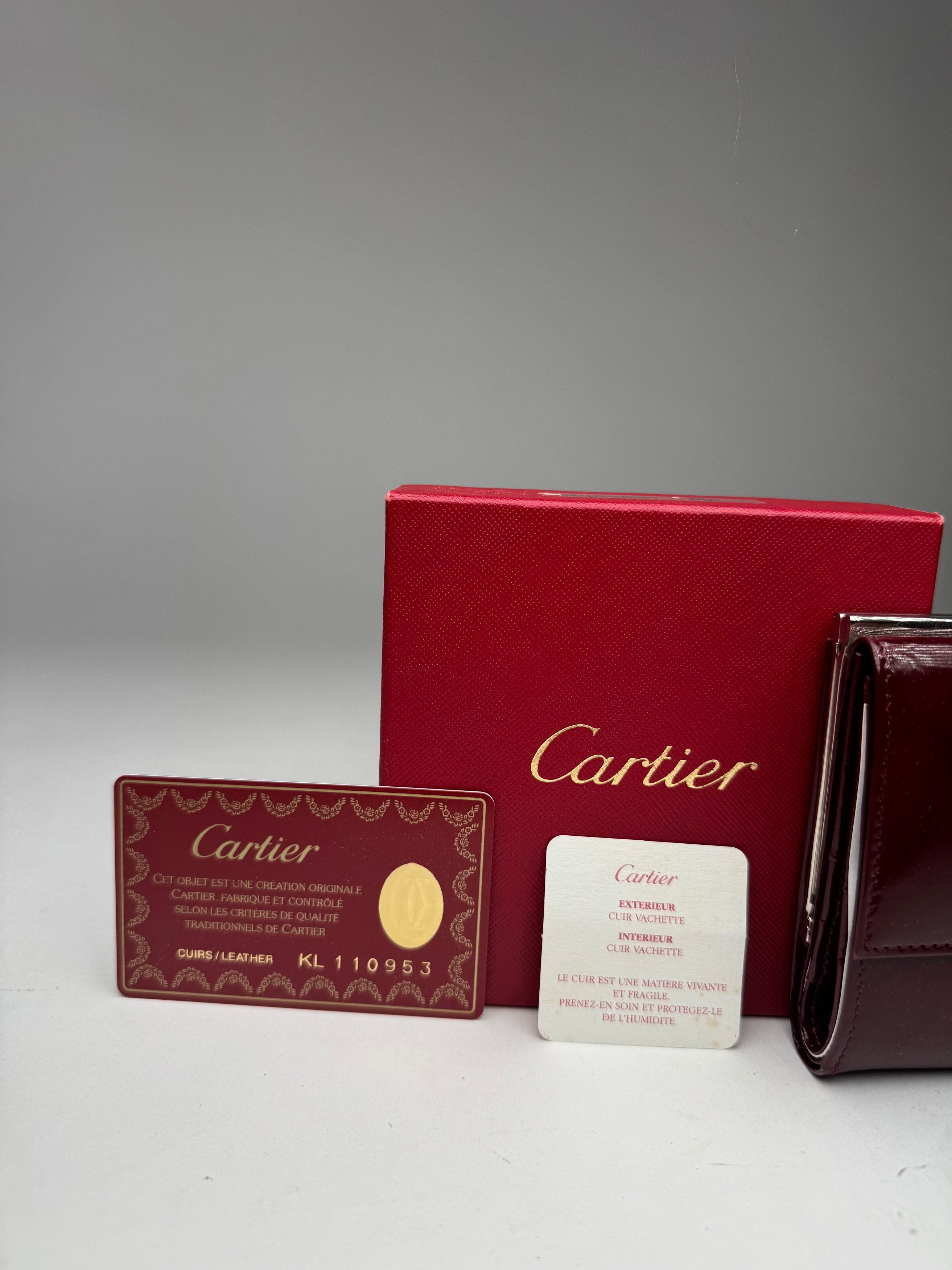 Cartier Vintage Patent Leather Wallet burgundy Size ONE SIZE - 4 Thumbnail