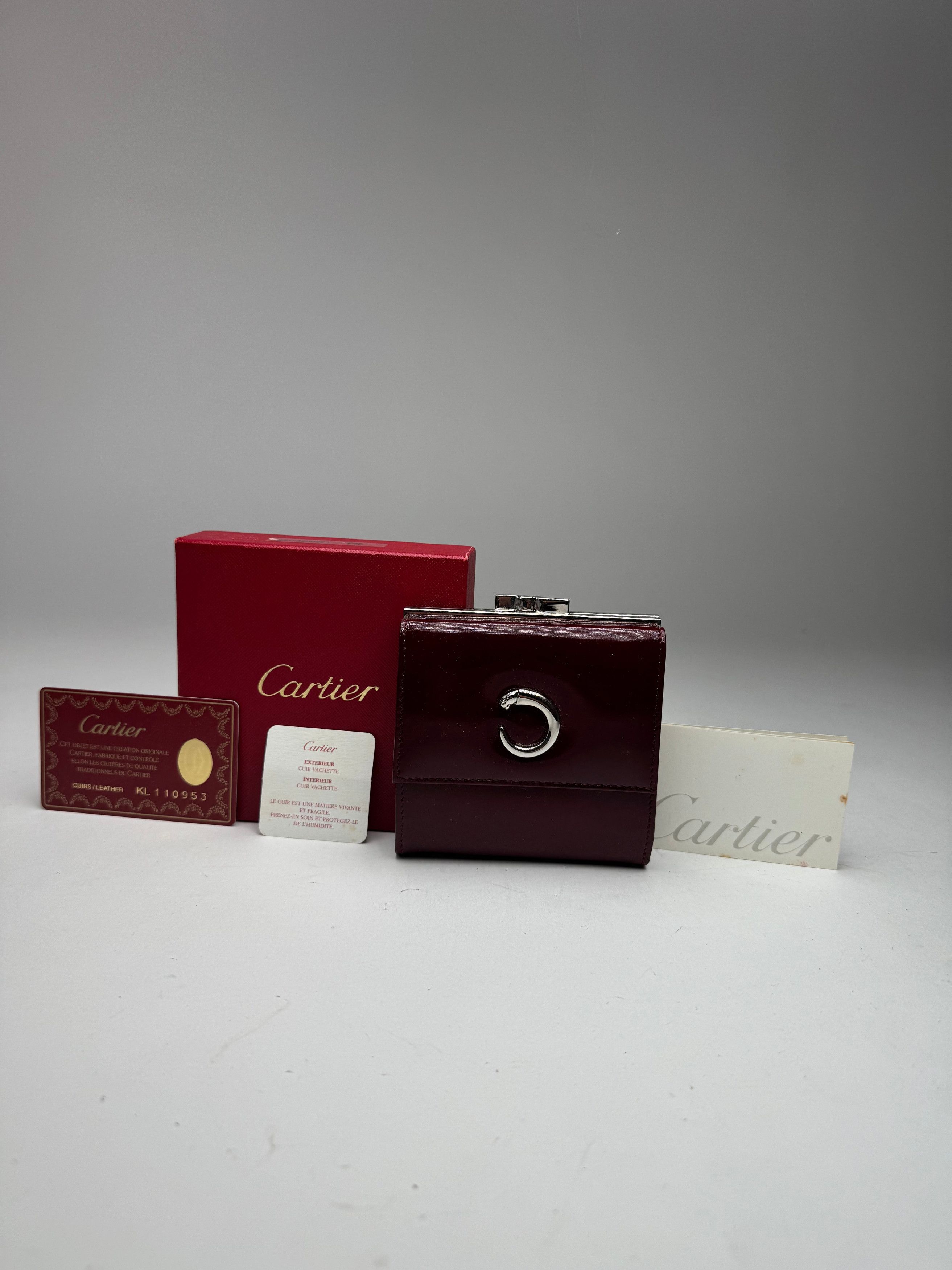 Cartier Vintage Patent Leather Wallet burgundy Size ONE SIZE - 3 Thumbnail