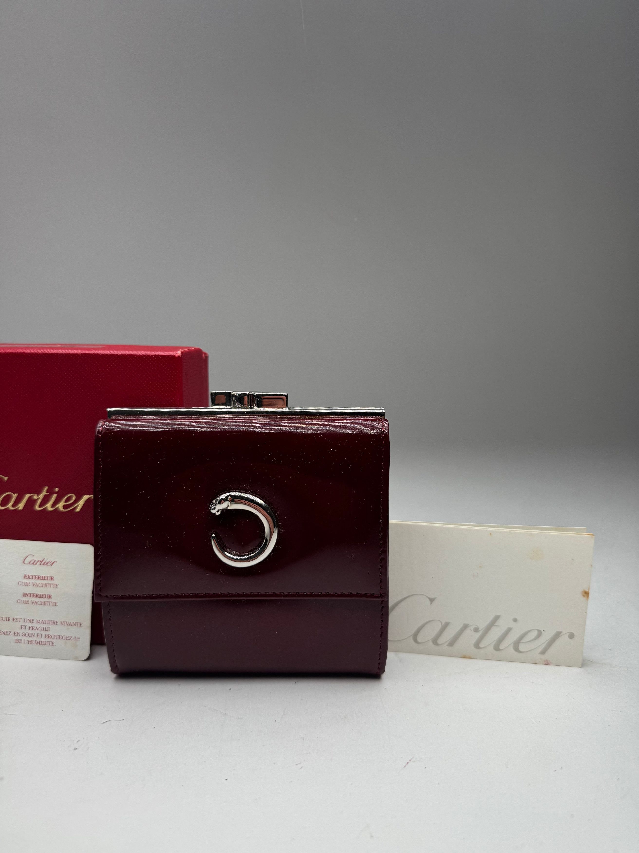 Cartier Vintage Patent Leather Wallet burgundy Size ONE SIZE - 14 Thumbnail