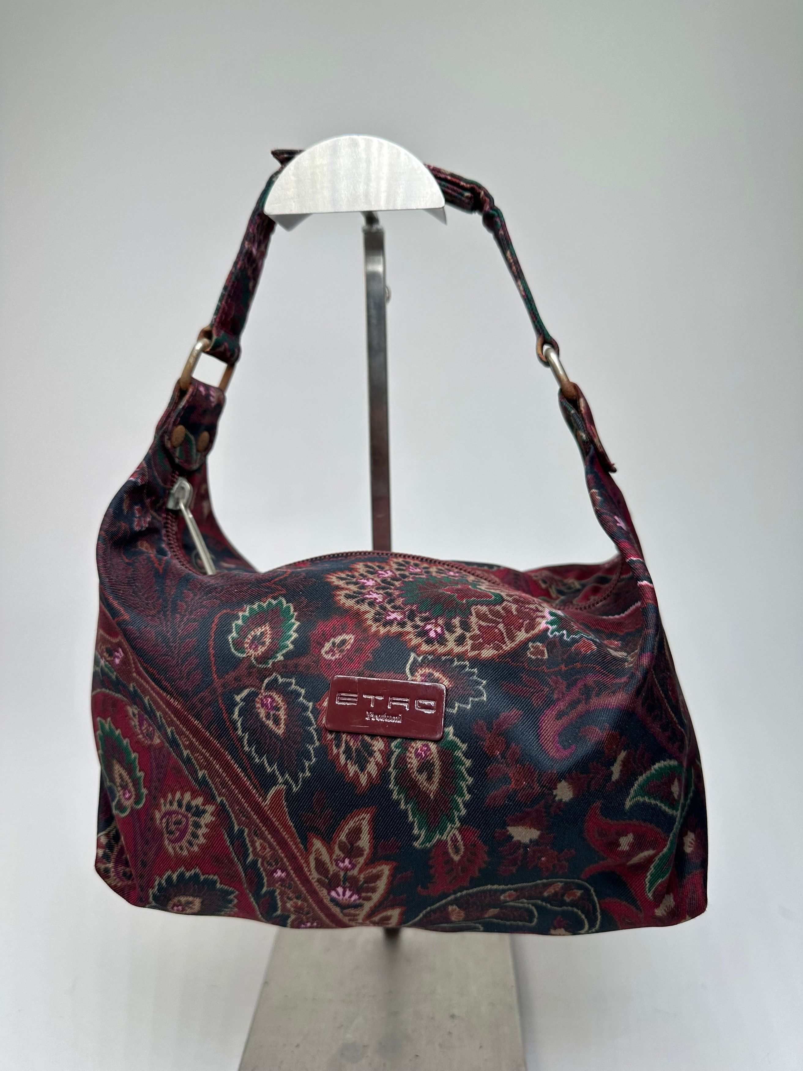 Etro Vintage Paisley Jacquard Cotton Shoulder Bag Purple Green Size ONE SIZE - 2 Thumbnail