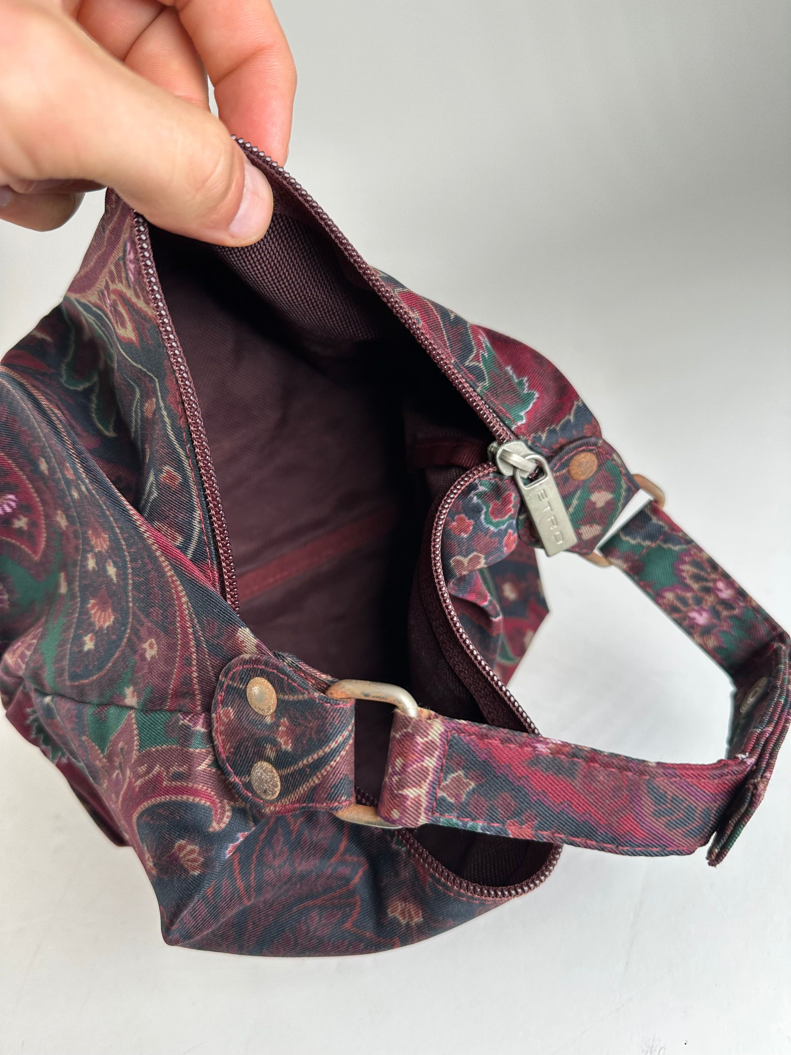 Etro Vintage Paisley Jacquard Cotton Shoulder Bag Purple Green Size ONE SIZE - 3 Thumbnail