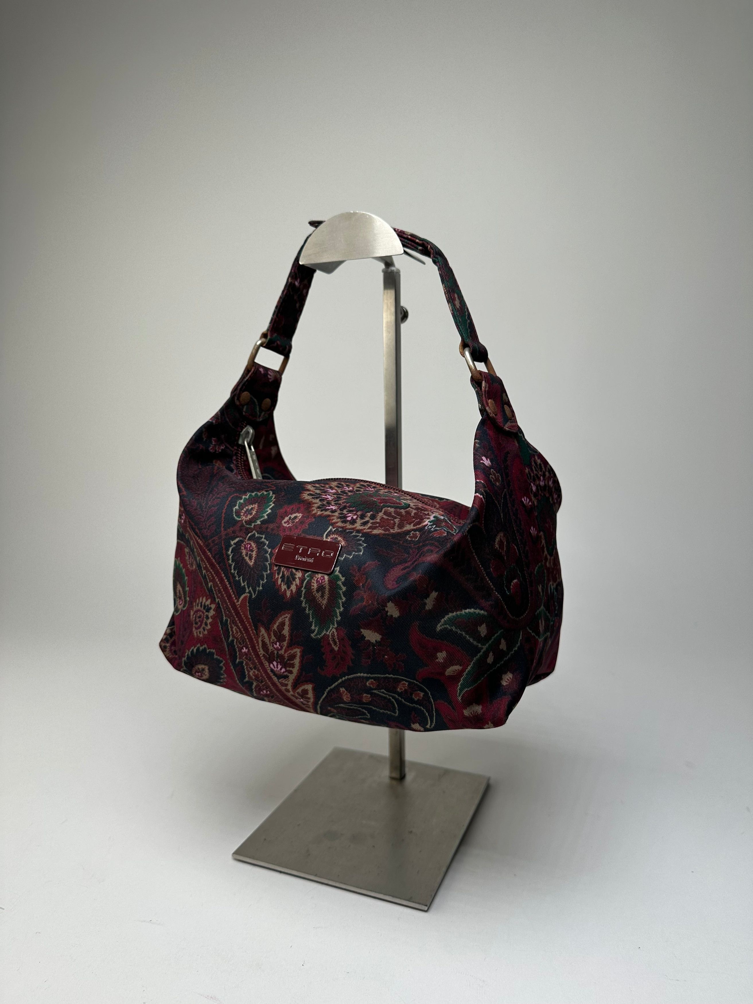 Etro Vintage Paisley Jacquard Cotton Shoulder Bag Purple Green Size ONE SIZE - 5 Thumbnail
