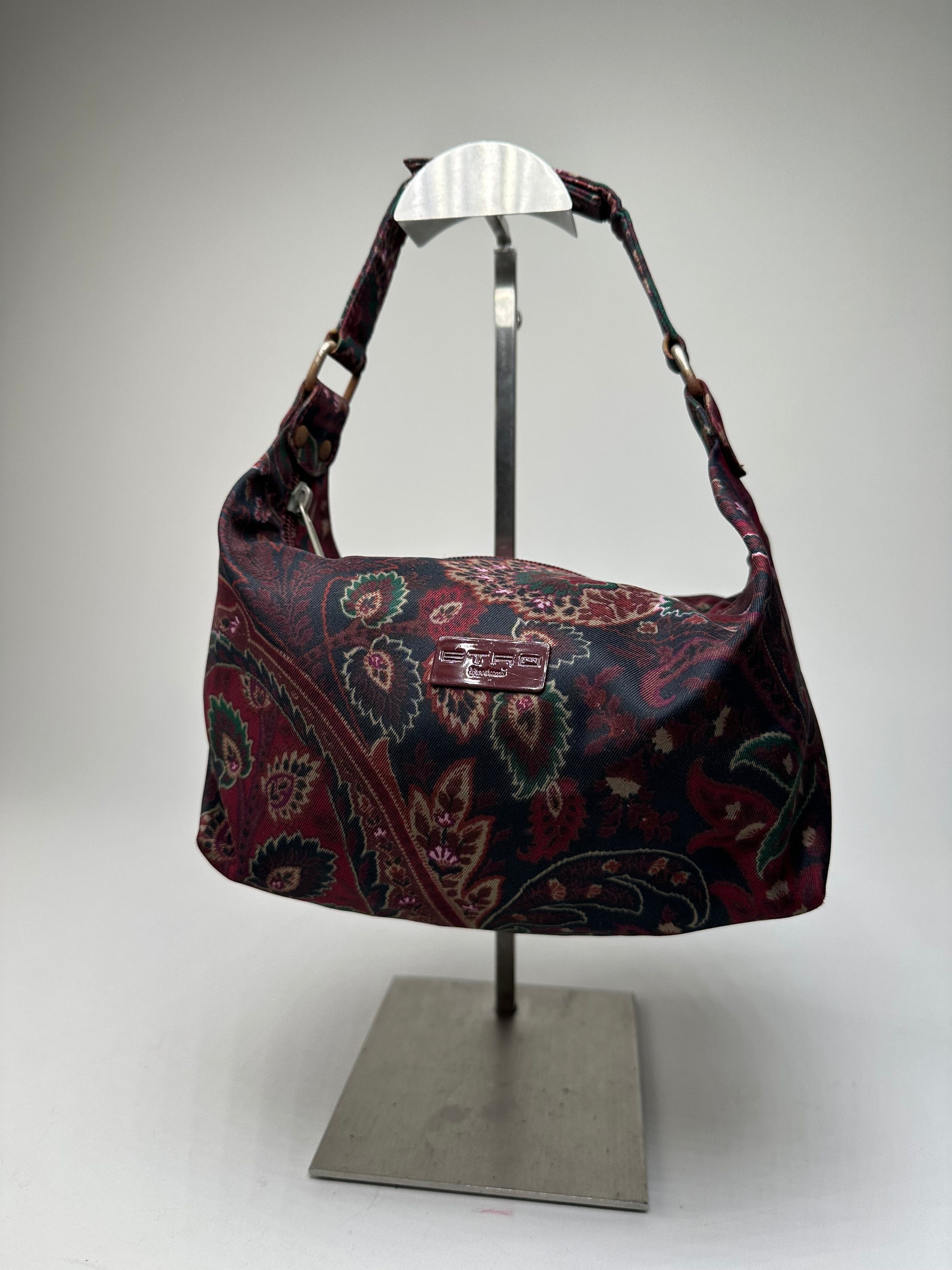 Etro Vintage Paisley Jacquard Cotton Shoulder Bag Purple Green Size ONE SIZE - 6 Thumbnail