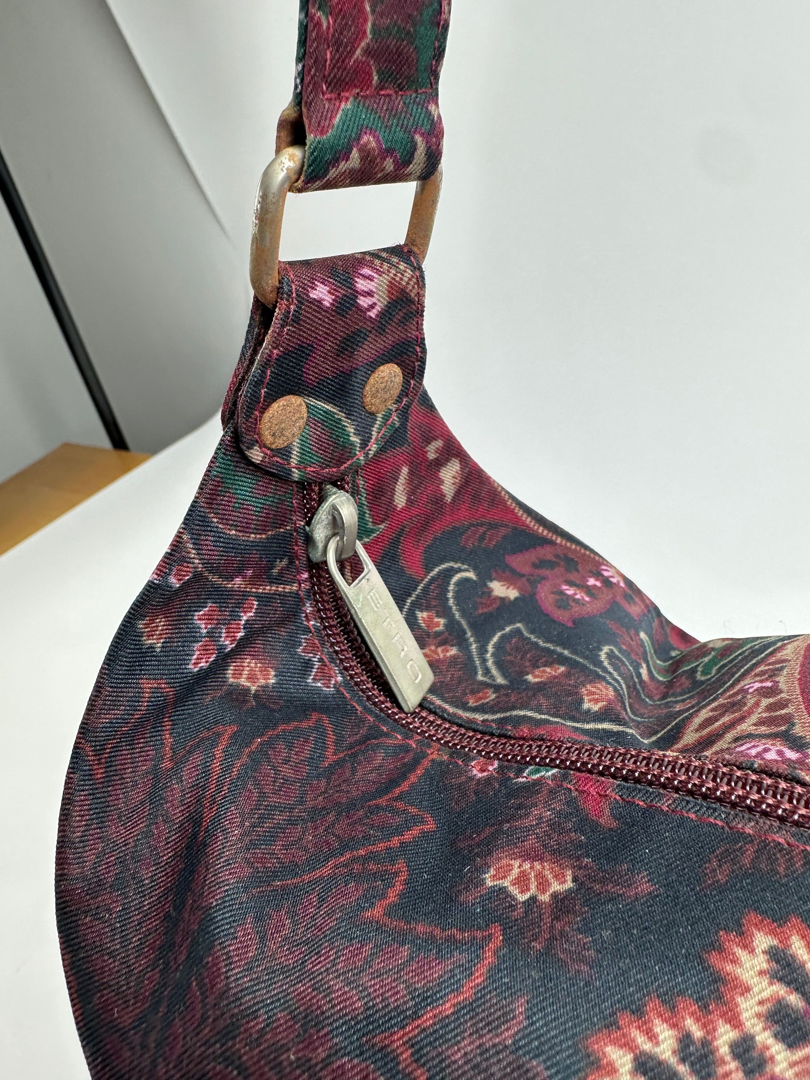 Etro Vintage Paisley Jacquard Cotton Shoulder Bag Purple Green Size ONE SIZE - 7 Thumbnail