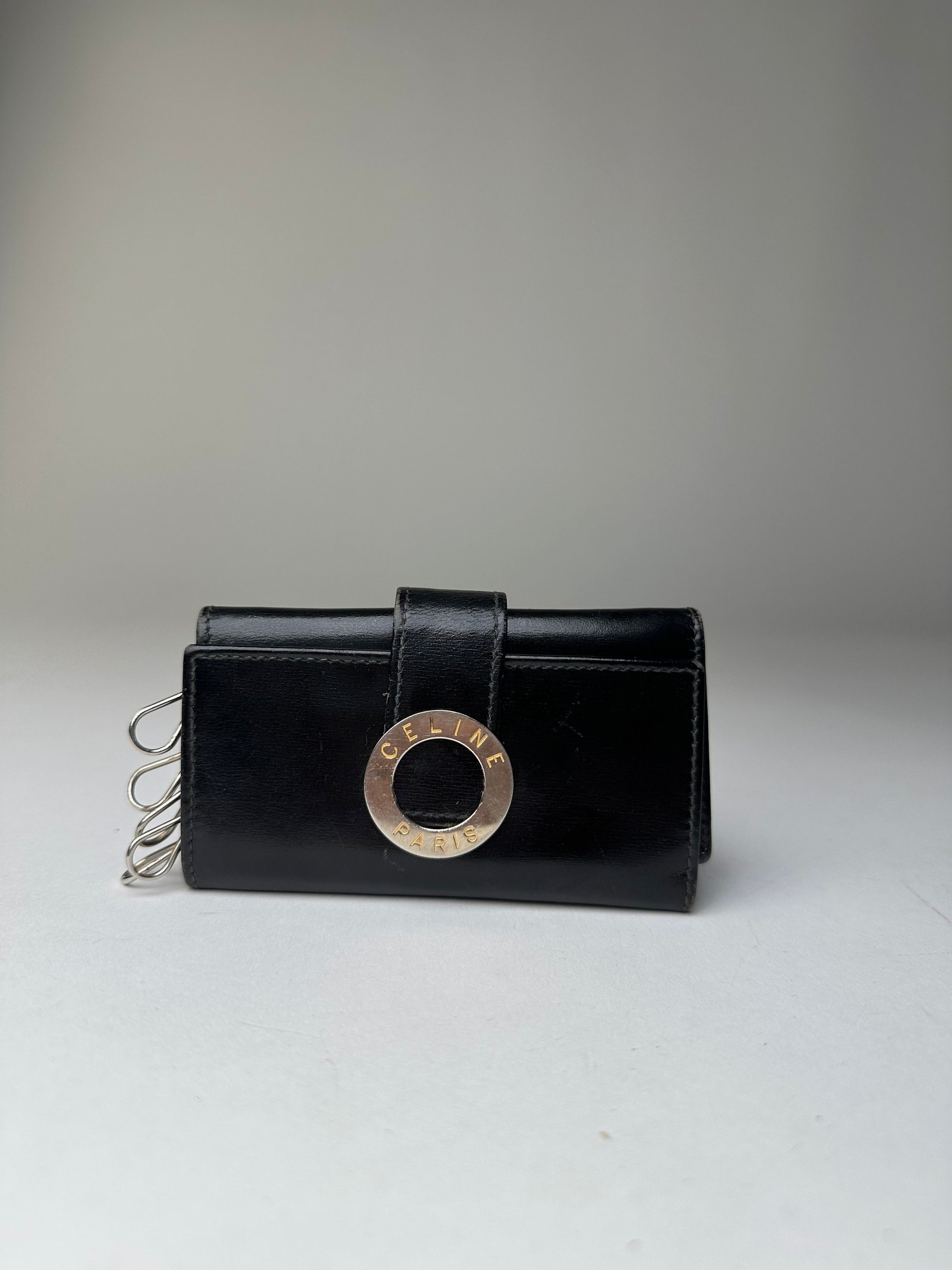 Celine Vintage Paris Leather Key Holder Black Size ONE SIZE - 9 Thumbnail
