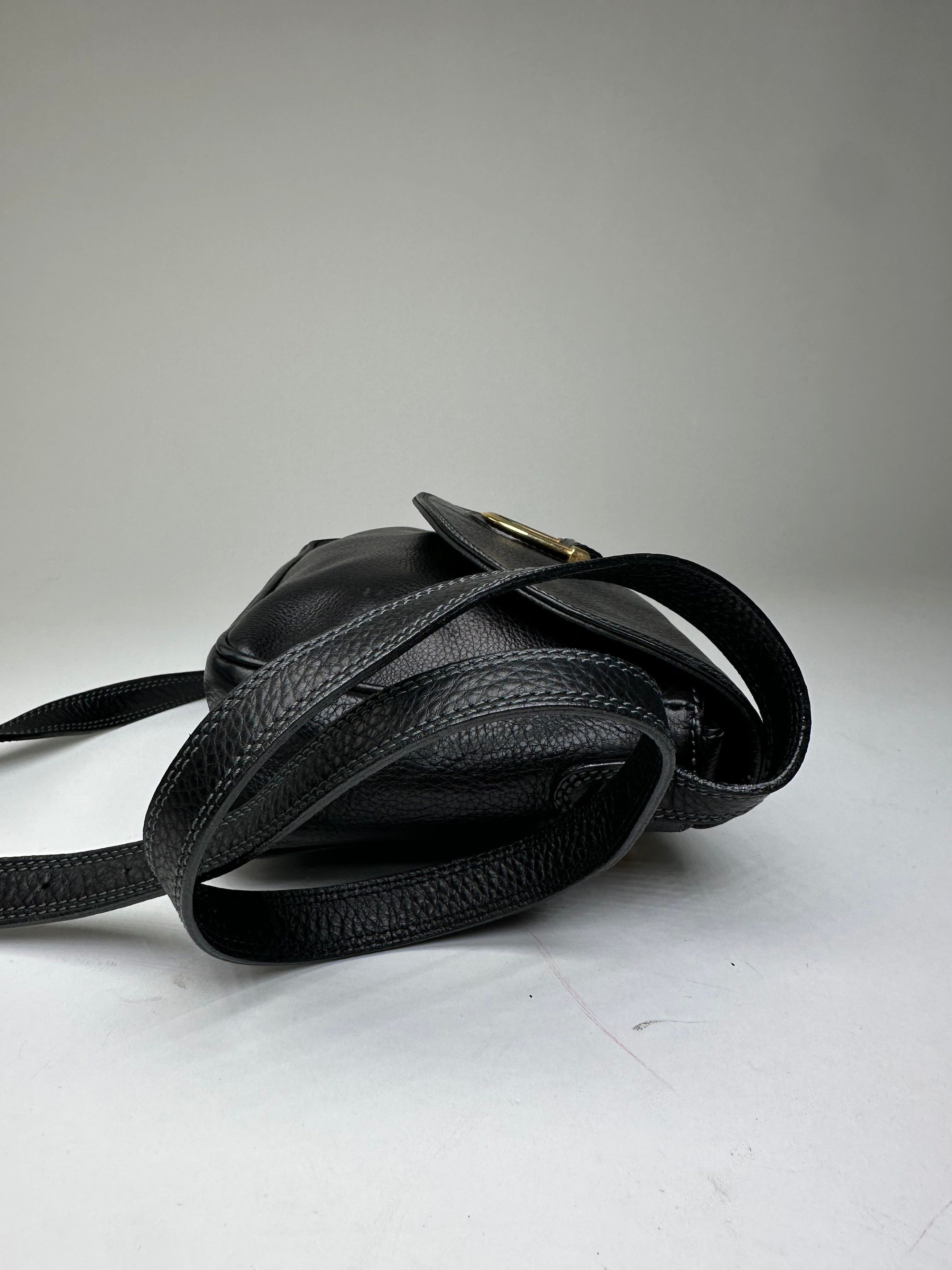 Courreges Vintage Paris Pebbled Leather Crossbody Flap Bag Black Size ONE SIZE - 5 Thumbnail