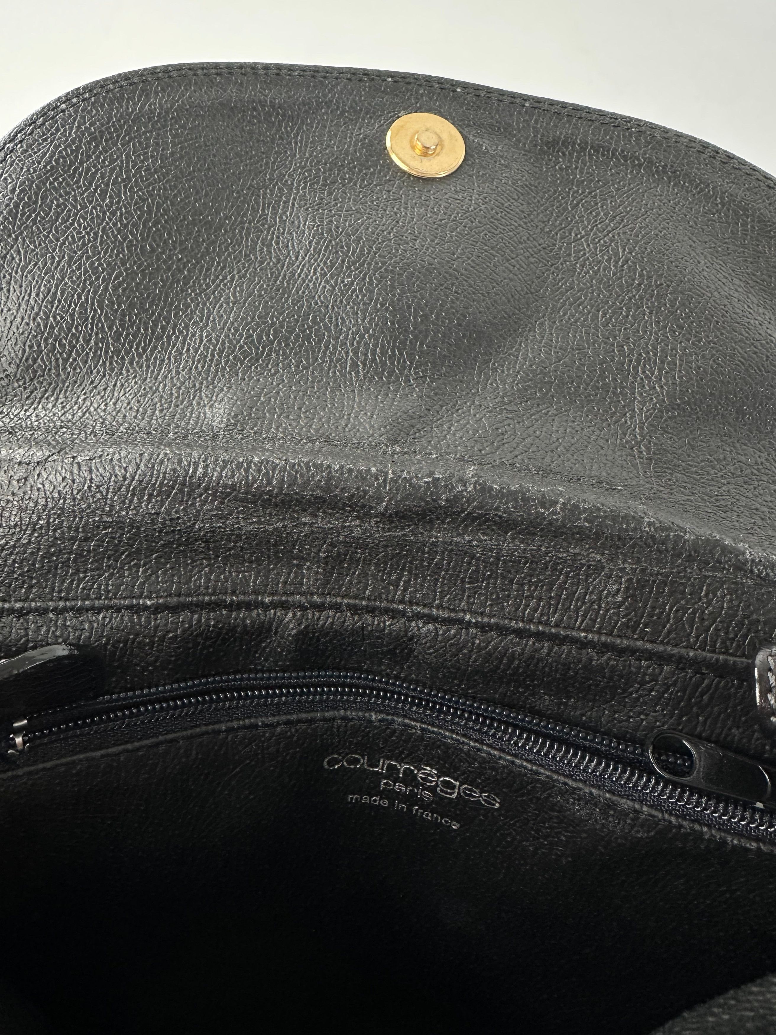 Courreges Vintage Paris Pebbled Leather Crossbody Flap Bag Black Size ONE SIZE - 4 Thumbnail