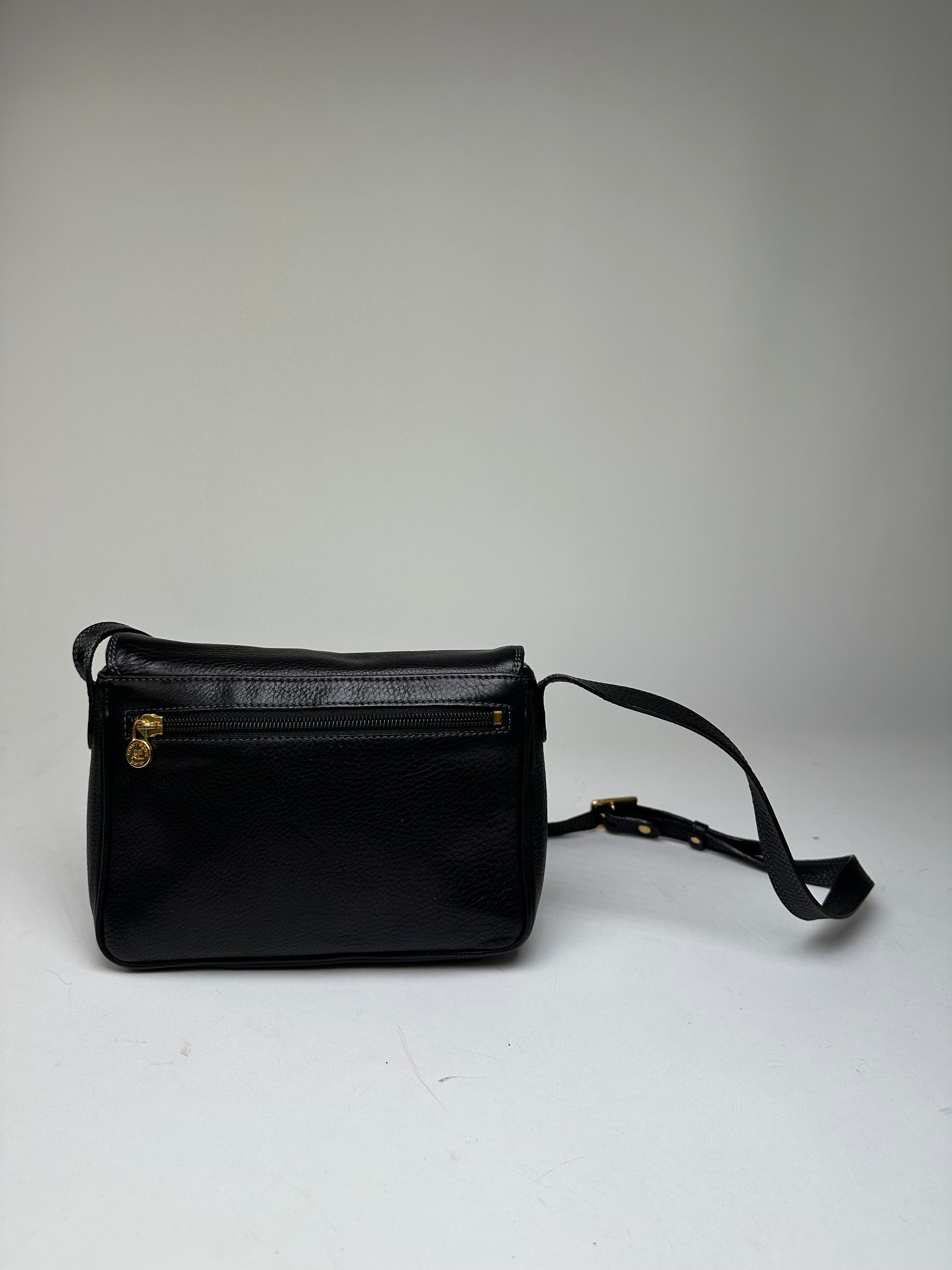 Courreges Vintage Paris Pebbled Leather Crossbody Flap Bag Black Size ONE SIZE - 15 Thumbnail