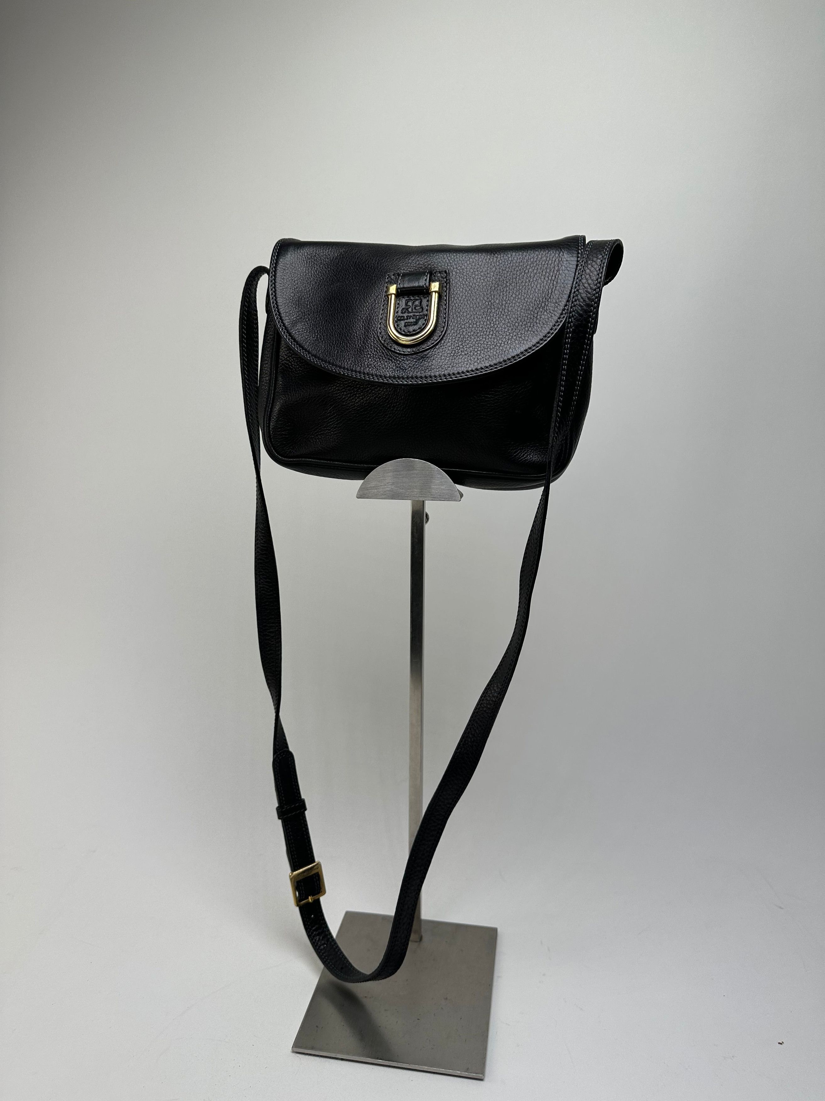 Courreges Vintage Paris Pebbled Leather Crossbody Flap Bag Black Size ONE SIZE - 9 Thumbnail