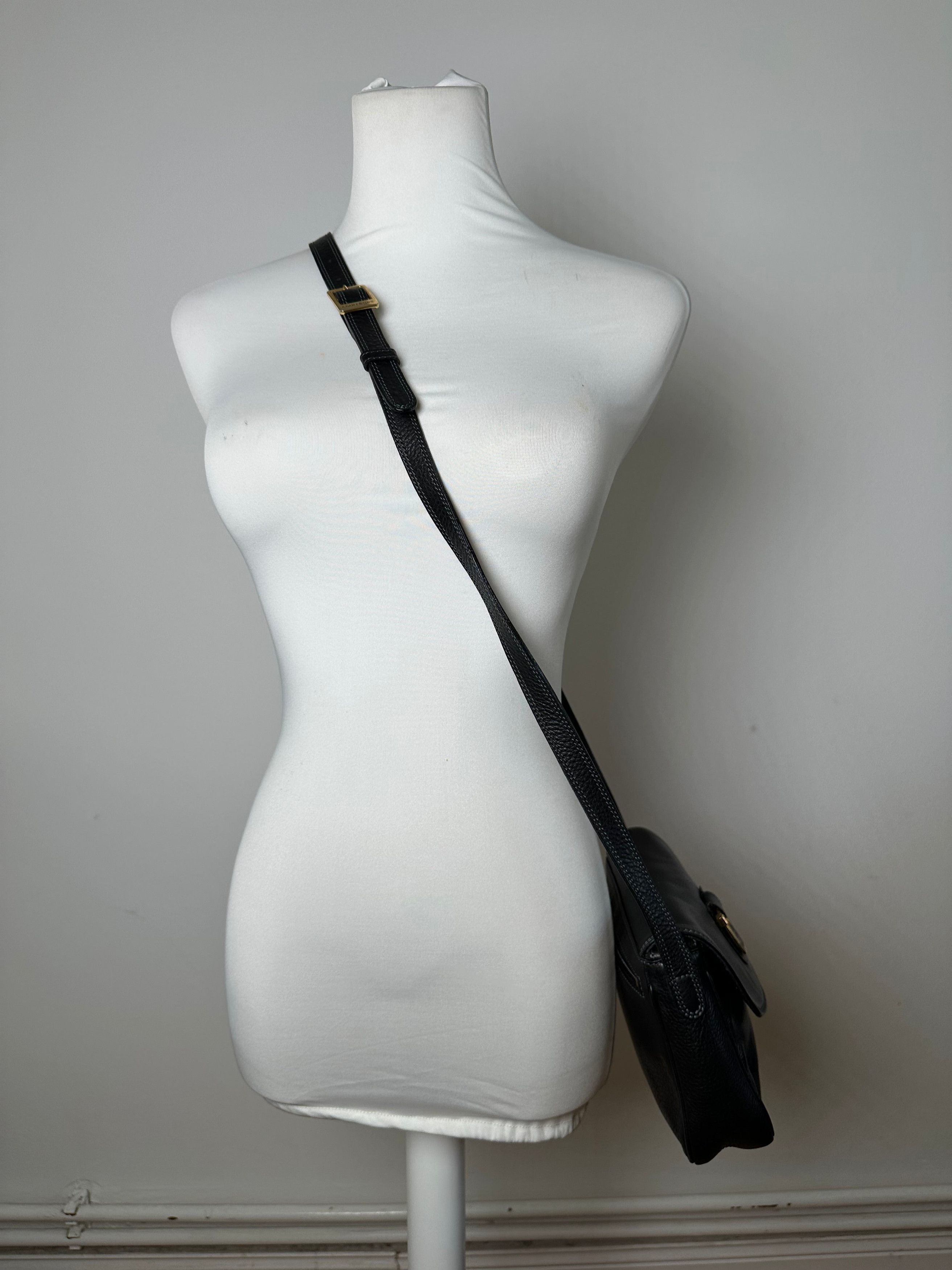 Courreges Vintage Paris Pebbled Leather Crossbody Flap Bag Black Size ONE SIZE - 14 Thumbnail