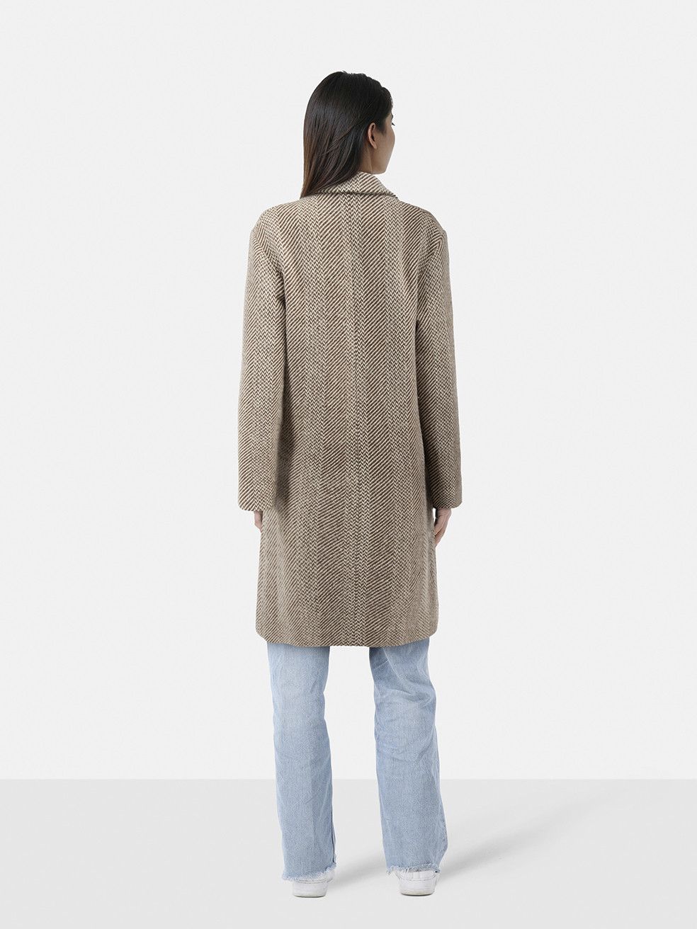 A.P.C. Beige Wool Herringbone Coat Size S / US 4 / IT 40 - 2 Thumbnail