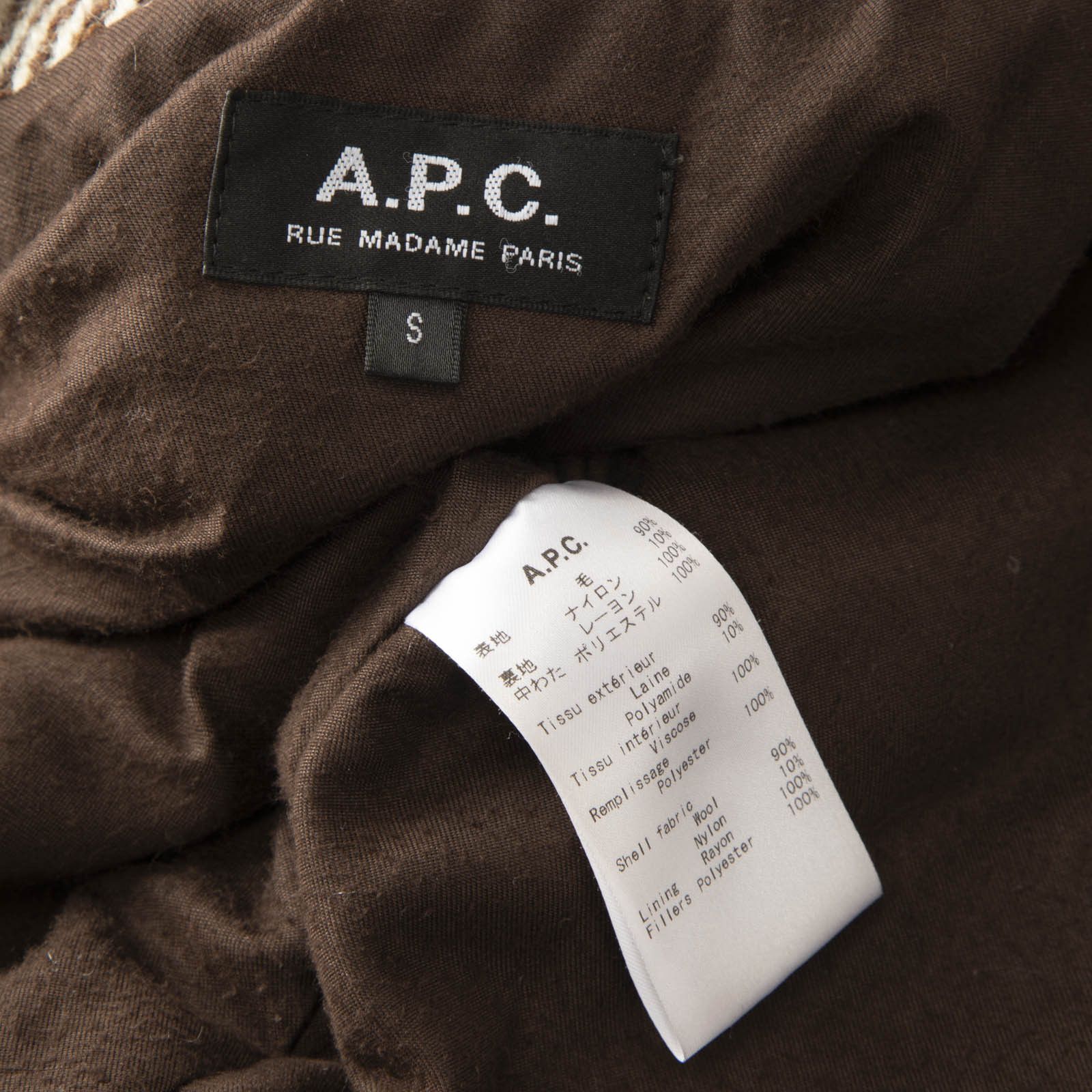 A.P.C. Beige Wool Herringbone Coat Size S / US 4 / IT 40 - 7 Thumbnail