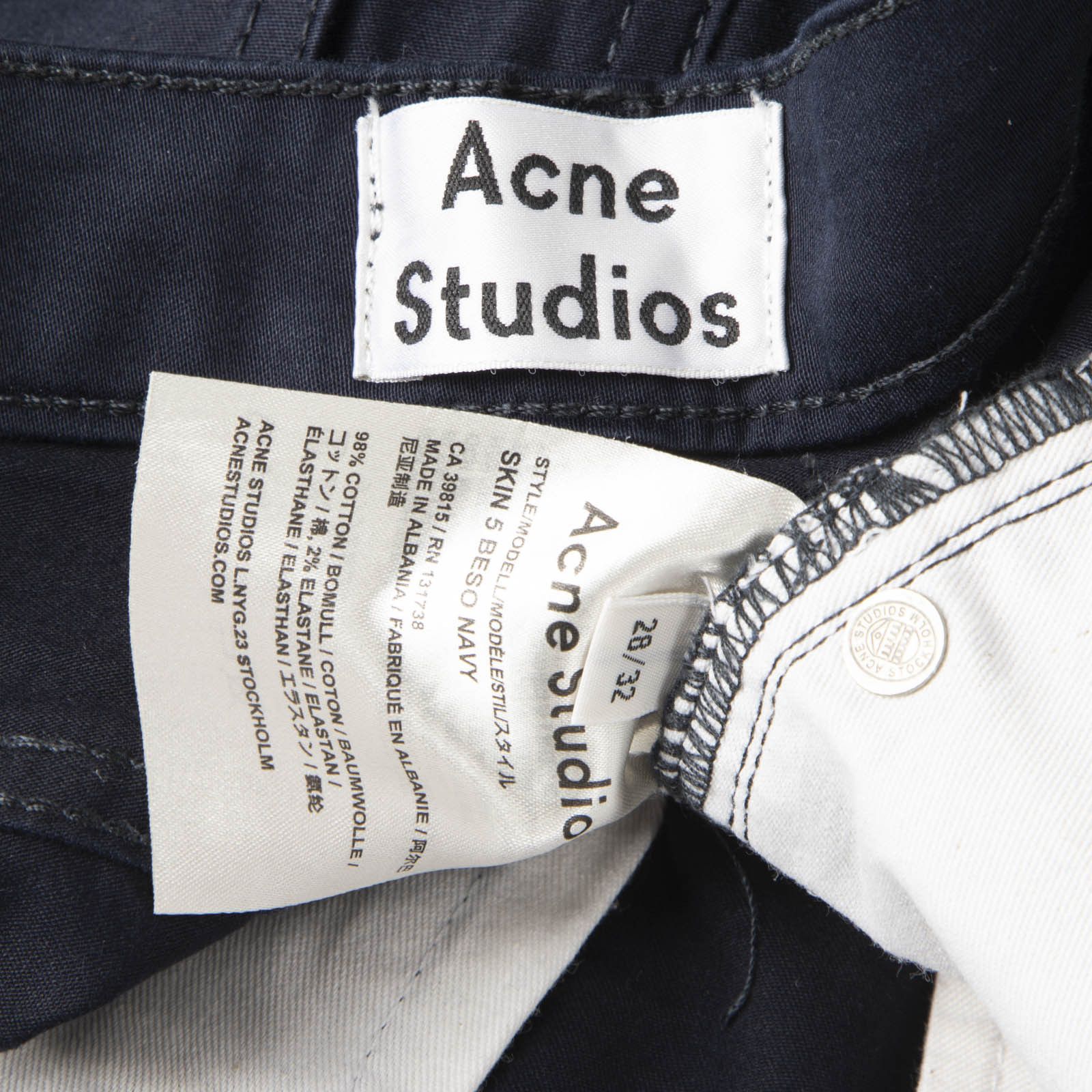 Acne Studios Navy Denim Skin 5 Jeans Size 28" / US 6 / IT 42 - 4 Thumbnail