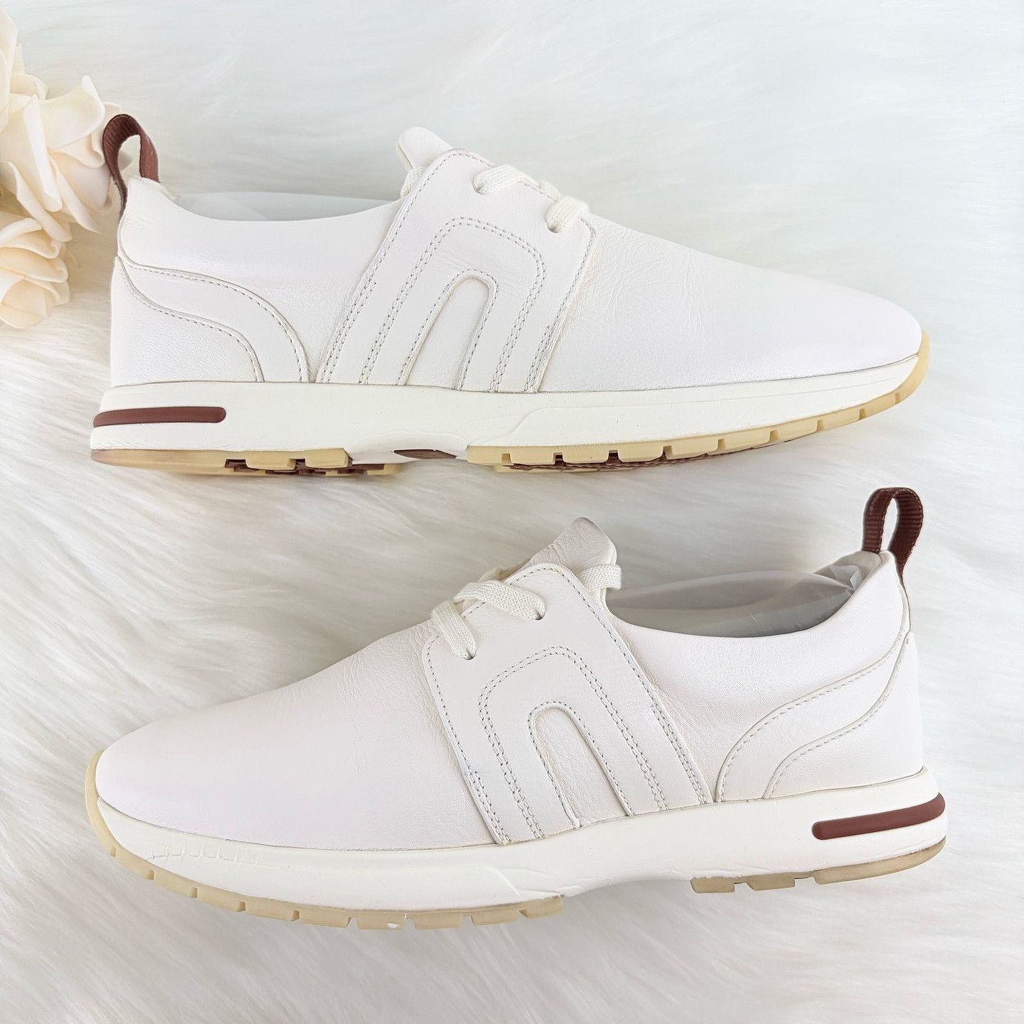 Loro Piana Loro Piana Leather Low-Top Sneakers White Size 37 Size US 7 / IT 37 - 7 Thumbnail