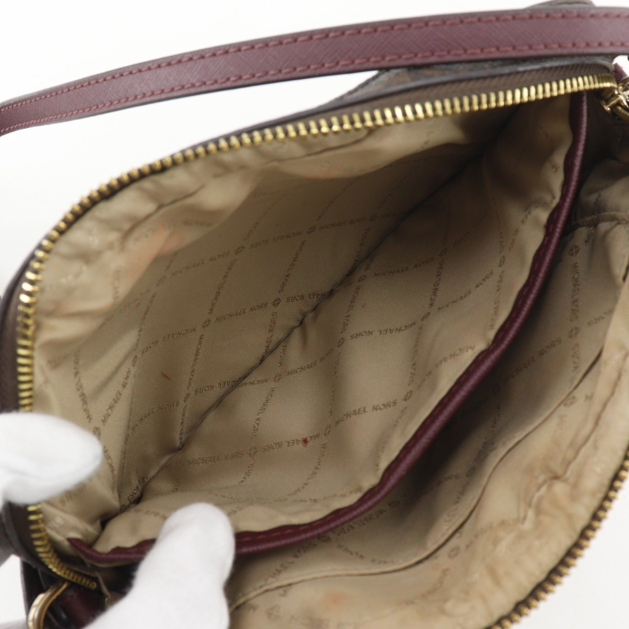 Michael Kors Michael Kors Zip Chain Crossbody Large Shoulder Bag, Signature Pattern, 35S1GTTC9B, PVC, Brown, Women's Size ONE SIZE - 6 Thumbnail