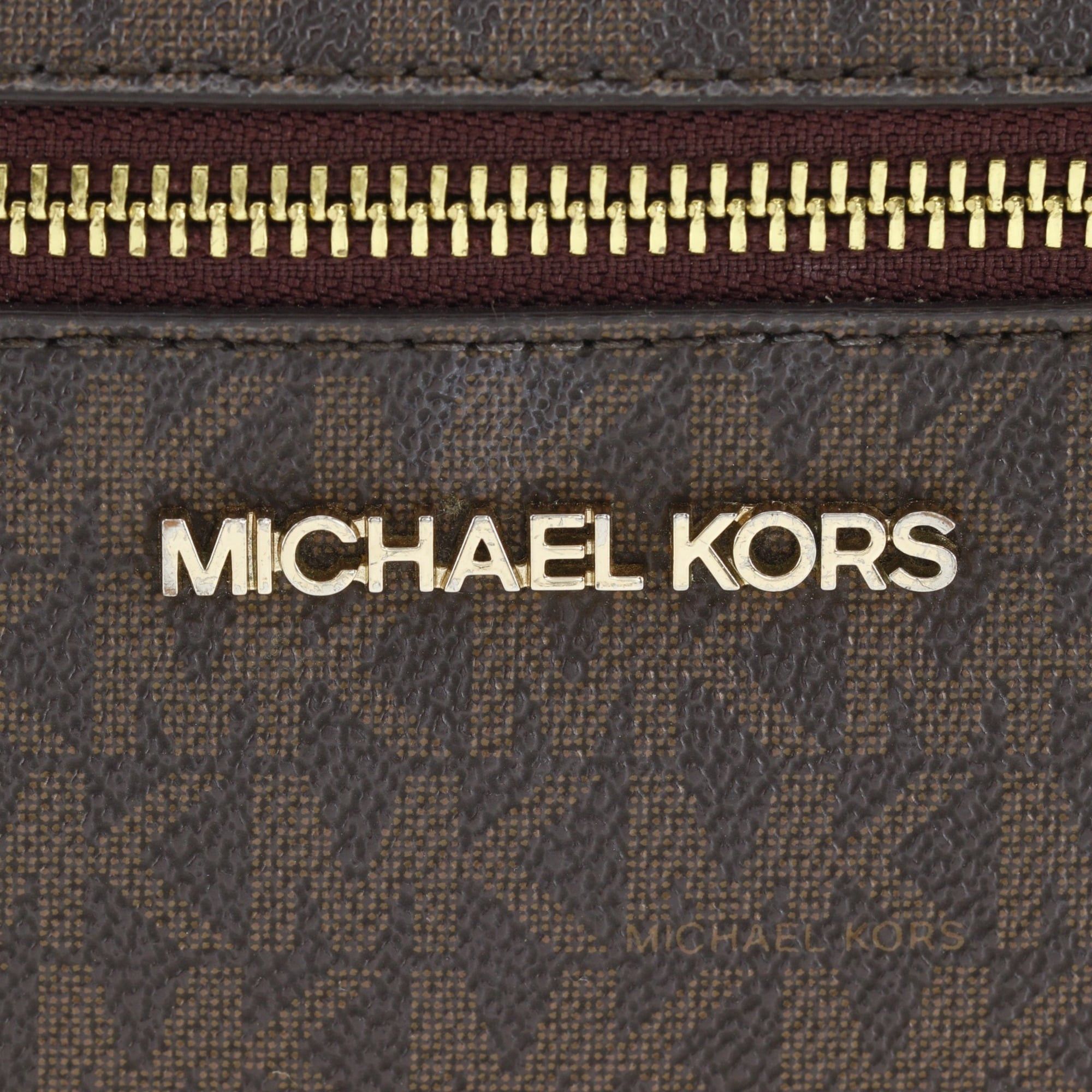 Michael Kors Michael Kors Zip Chain Crossbody Large Shoulder Bag, Signature Pattern, 35S1GTTC9B, PVC, Brown, Women's Size ONE SIZE - 14 Thumbnail