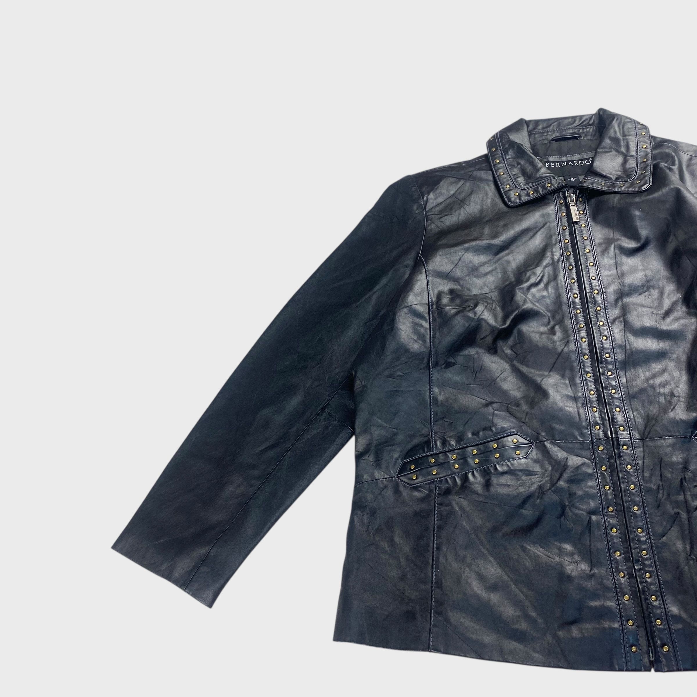 Vintage BERNARDO Leather Jacket Black Size L Size US L / EU 52-54 / 3 - 3 Thumbnail