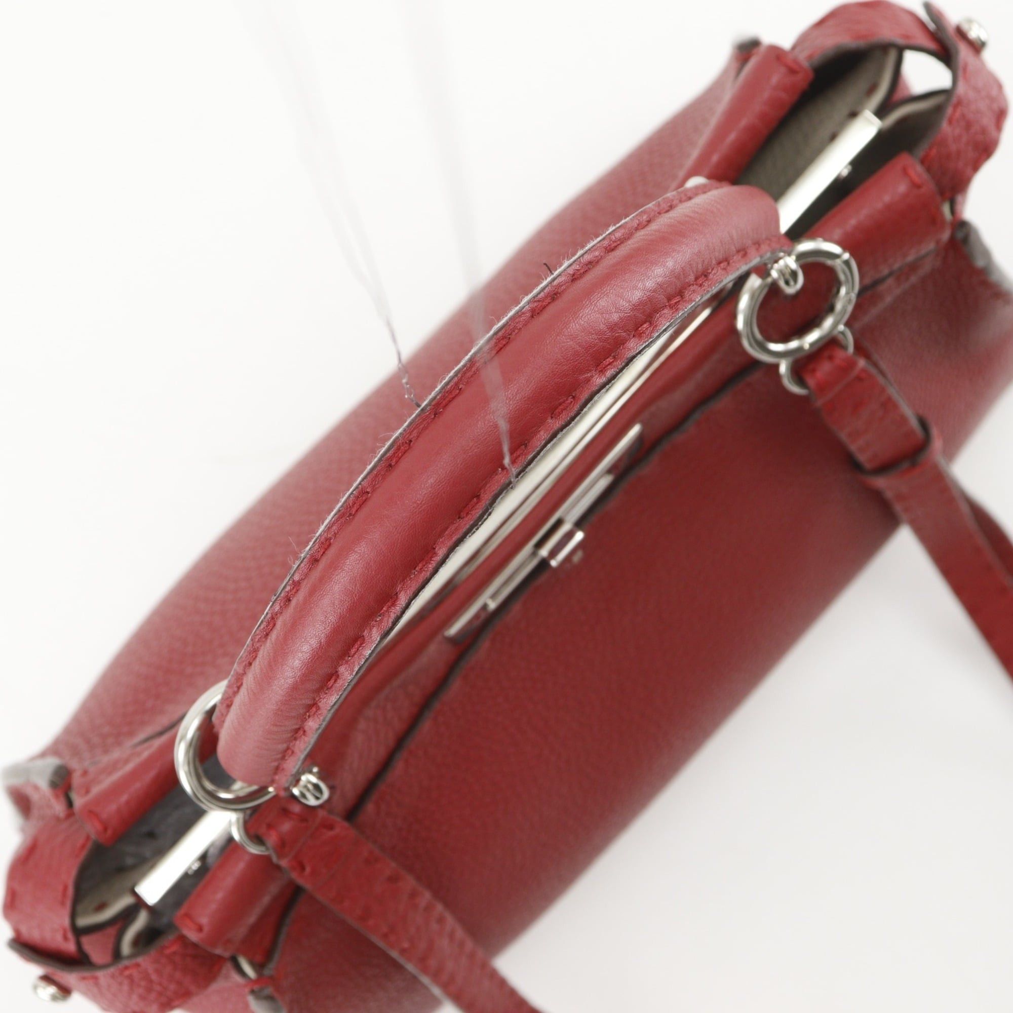 Fendi Fendi Peekaboo Medium Handbag, Selleria 2-Way Shoulder Bag, 8BN226, Leather, Red, 2-way, A5 size, Turn-lock, Women's Size ONE SIZE - 5 Thumbnail