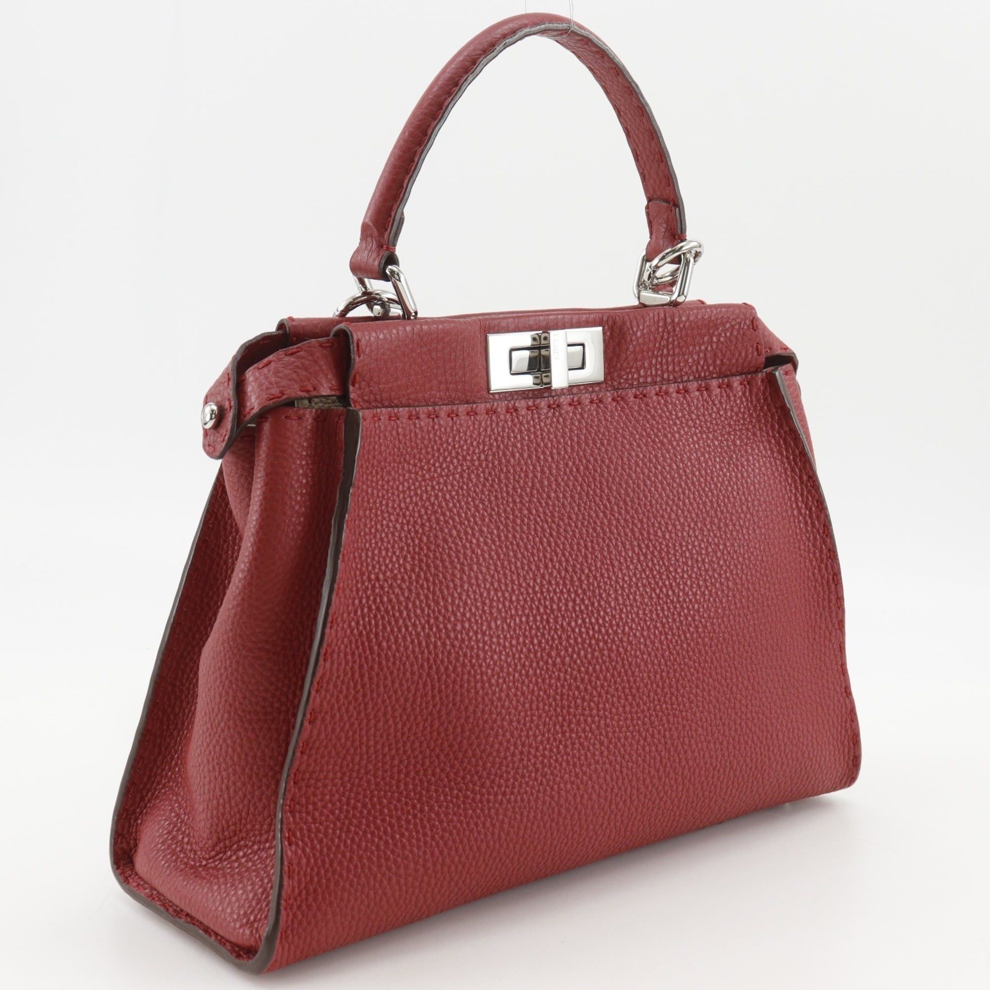 Fendi Fendi Peekaboo Medium Handbag, Selleria 2-Way Shoulder Bag, 8BN226, Leather, Red, 2-way, A5 size, Turn-lock, Women's Size ONE SIZE - 3 Thumbnail