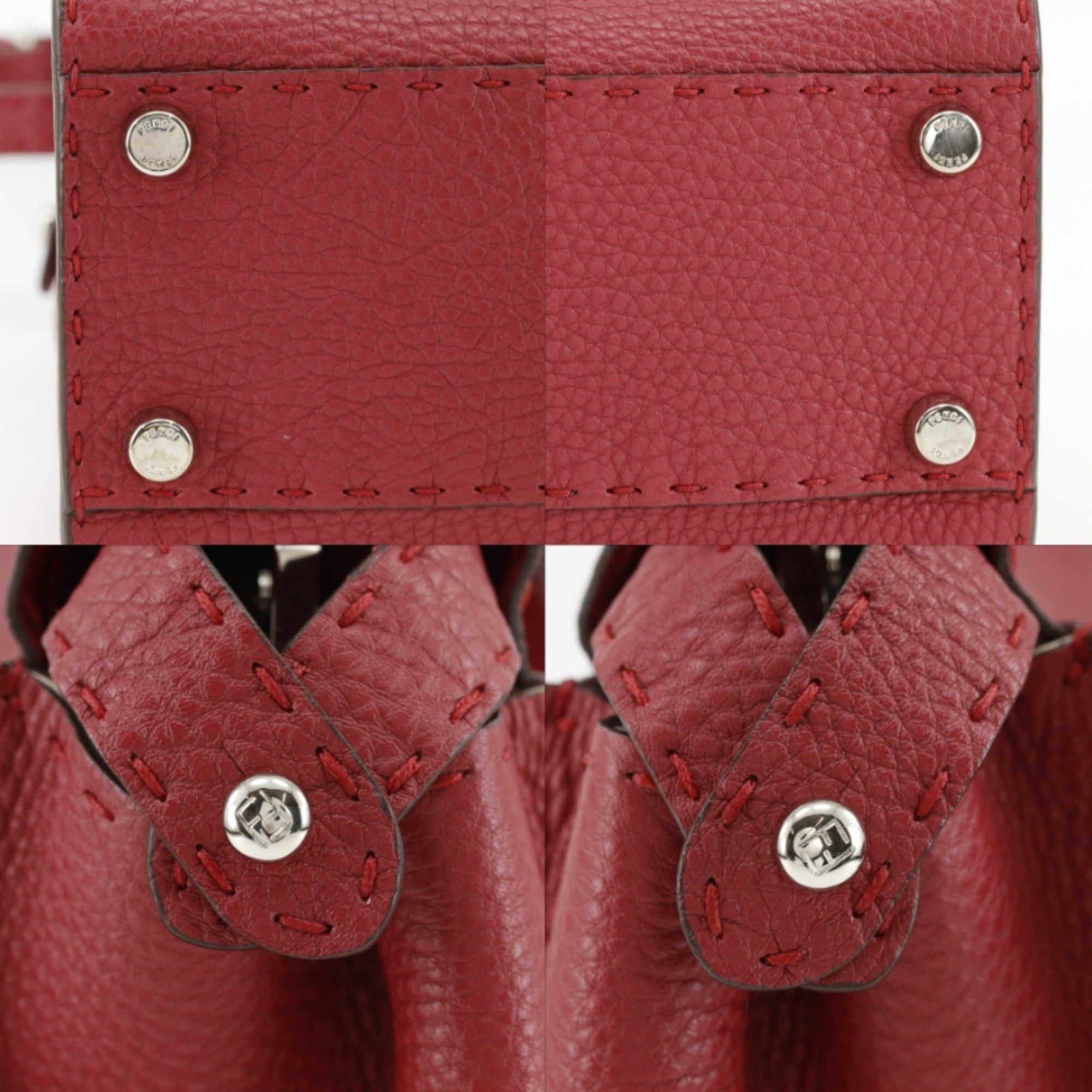 Fendi Fendi Peekaboo Medium Handbag, Selleria 2-Way Shoulder Bag, 8BN226, Leather, Red, 2-way, A5 size, Turn-lock, Women's Size ONE SIZE - 16 Thumbnail