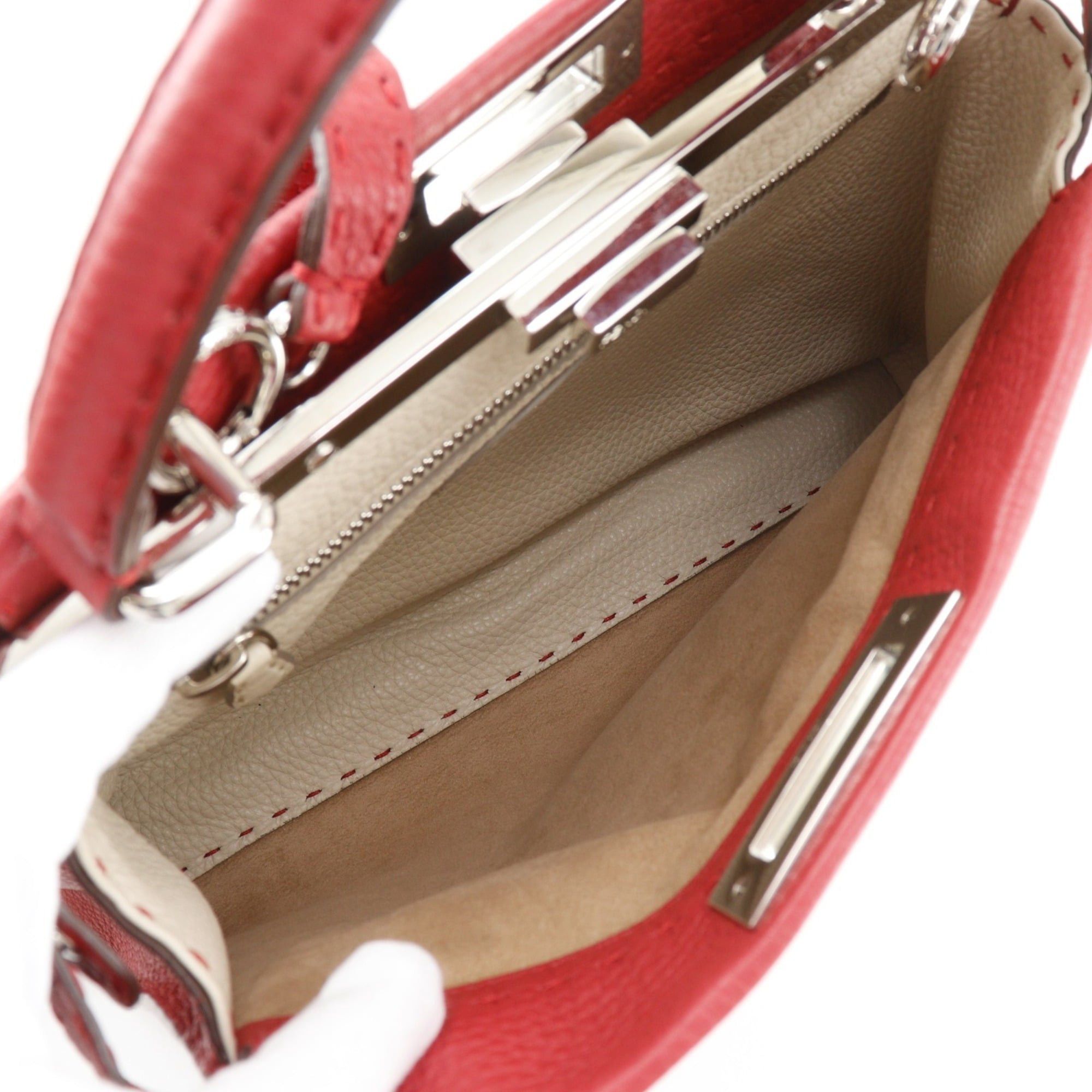 Fendi Fendi Peekaboo Medium Handbag, Selleria 2-Way Shoulder Bag, 8BN226, Leather, Red, 2-way, A5 size, Turn-lock, Women's Size ONE SIZE - 6 Thumbnail