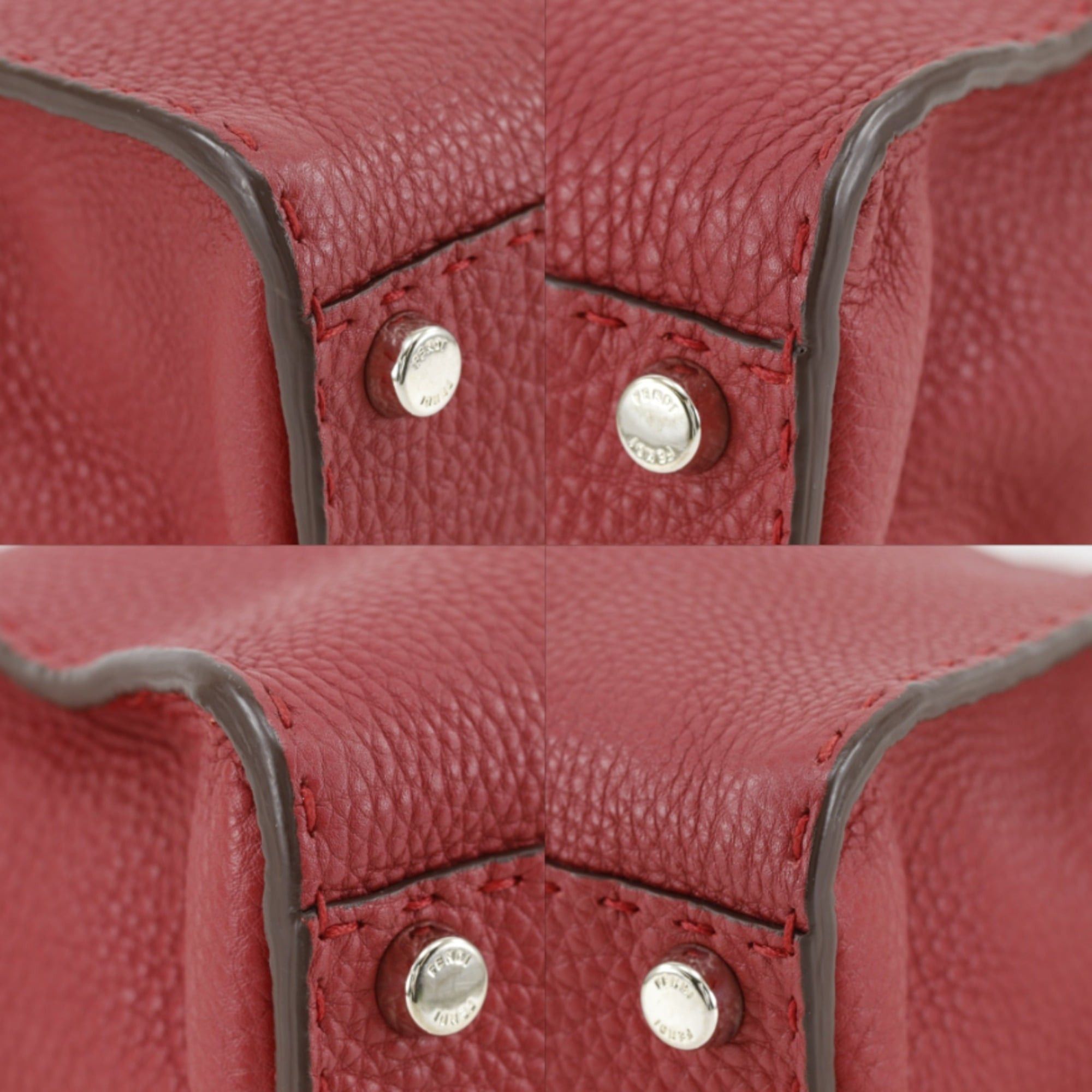 Fendi Fendi Peekaboo Medium Handbag, Selleria 2-Way Shoulder Bag, 8BN226, Leather, Red, 2-way, A5 size, Turn-lock, Women's Size ONE SIZE - 4 Thumbnail