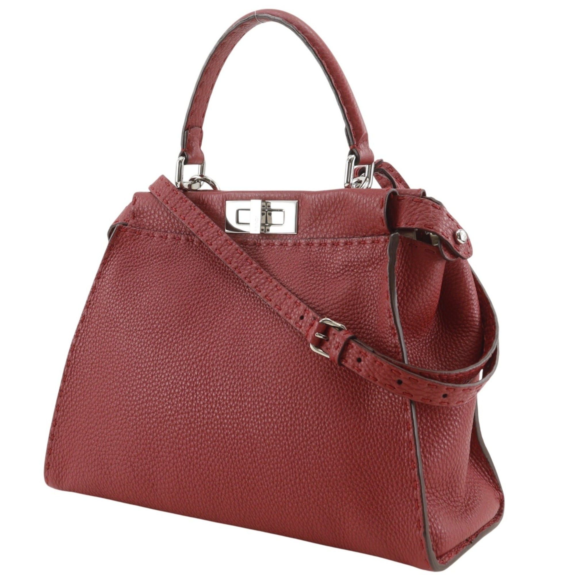 Fendi Fendi Peekaboo Medium Handbag, Selleria 2-Way Shoulder Bag, 8BN226, Leather, Red, 2-way, A5 size, Turn-lock, Women's Size ONE SIZE - 2 Thumbnail